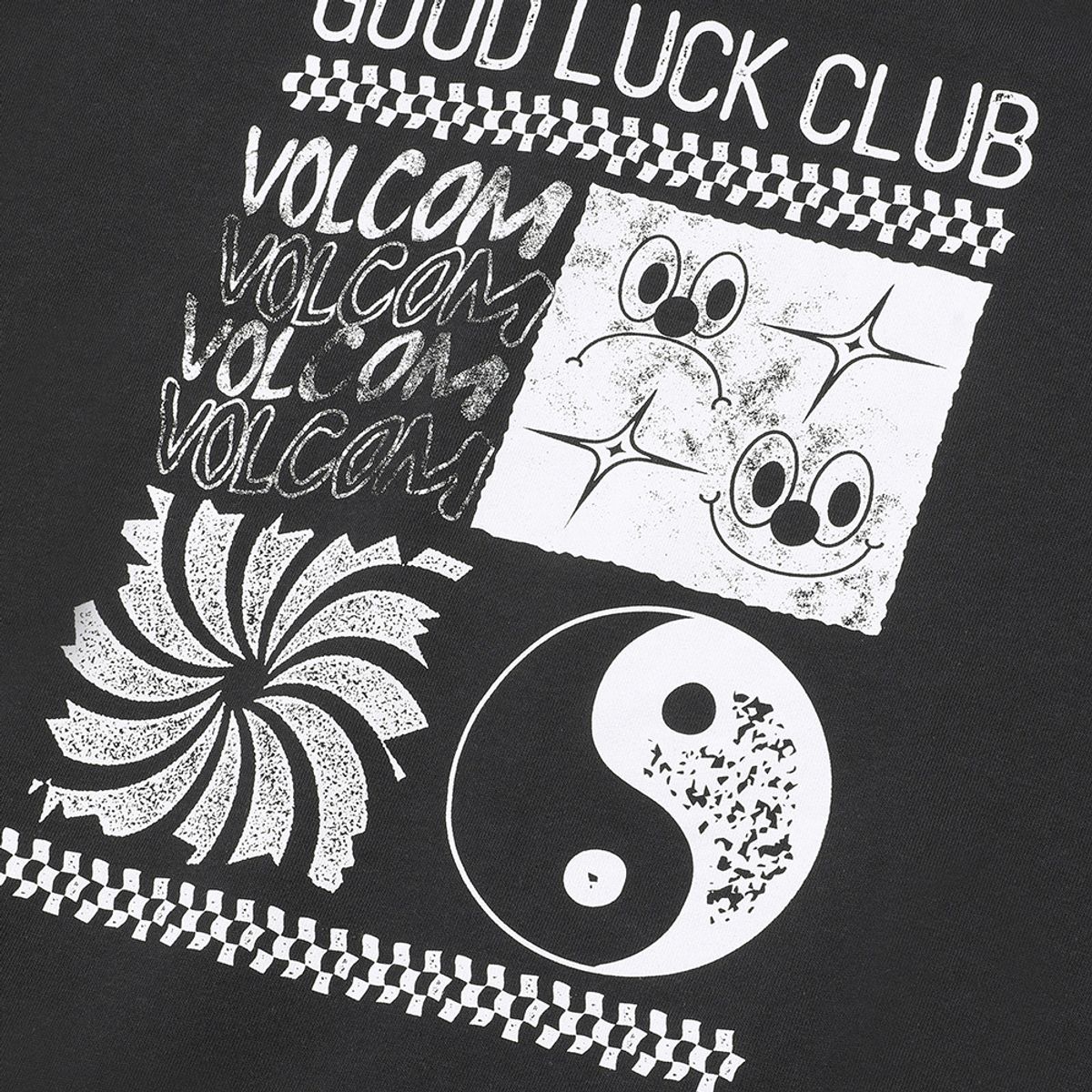 볼컴(VOLCOM) 굿 럭 클럽 오버핏 후드티셔츠 (다크 차콜) VA243HM002