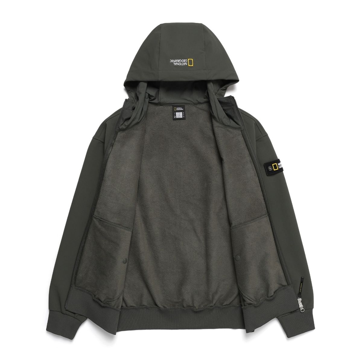 내셔널지오그래픽(NATIONALGEOGRAPHIC) N244UFT950 아르켈론 더블웜 기모 우븐 후드 집업 F KHAKI