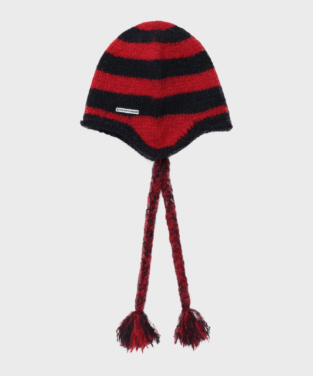 더바이닐하우스(THEVINYLHOUSE) EAR FLAP STRIPE BEANIE RED