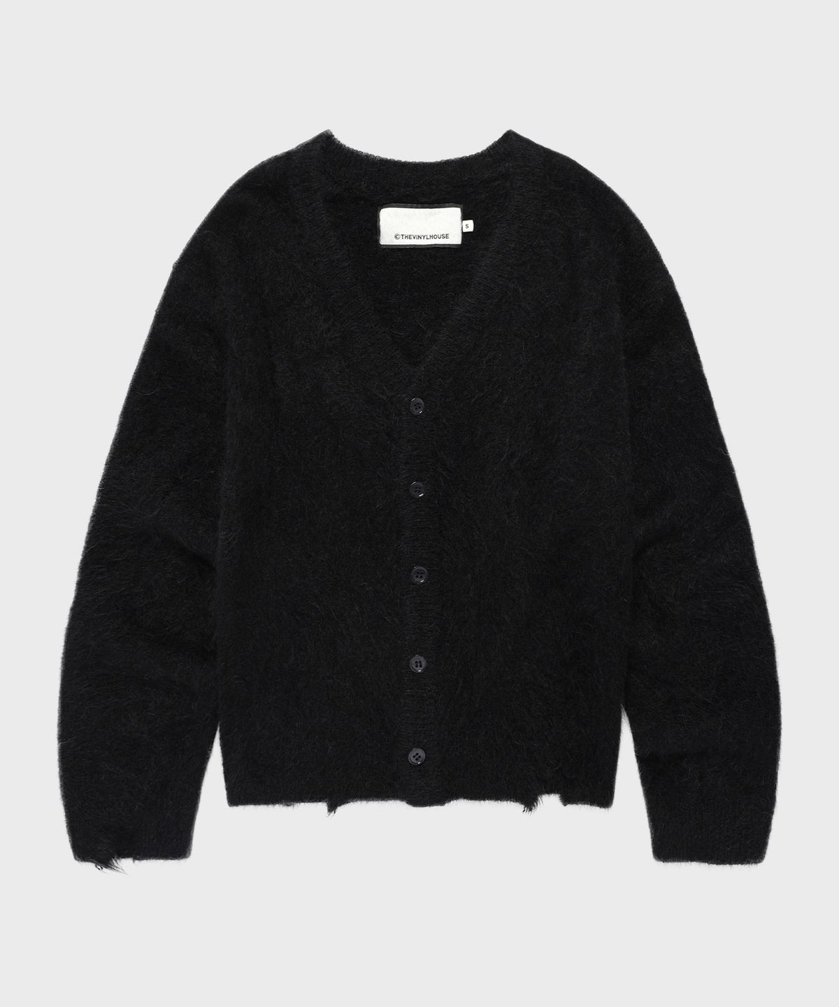 더바이닐하우스(THEVINYLHOUSE) GRUNGE CARDIGAN BLACK