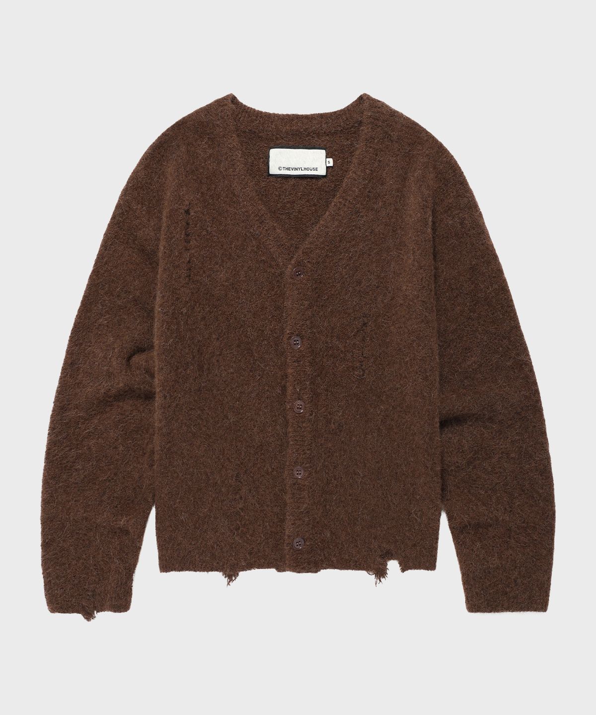 더바이닐하우스(THEVINYLHOUSE) GRUNGE CARDIGAN BROWN