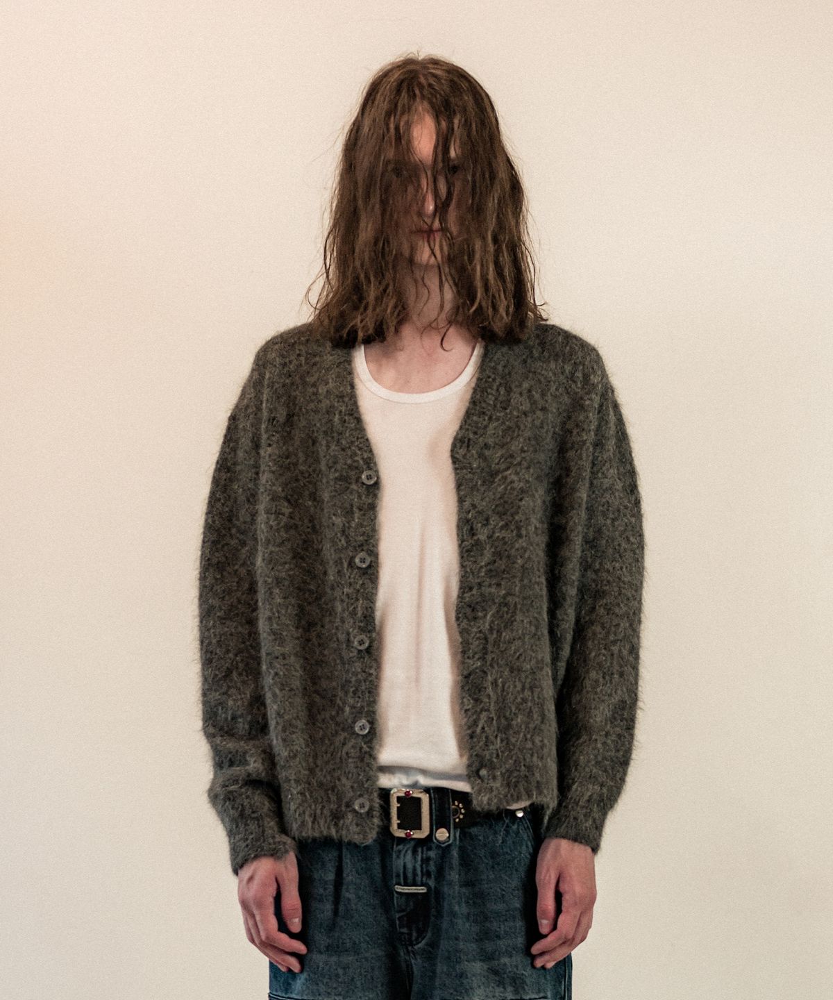 더바이닐하우스(THEVINYLHOUSE) GRUNGE CARDIGAN GREY