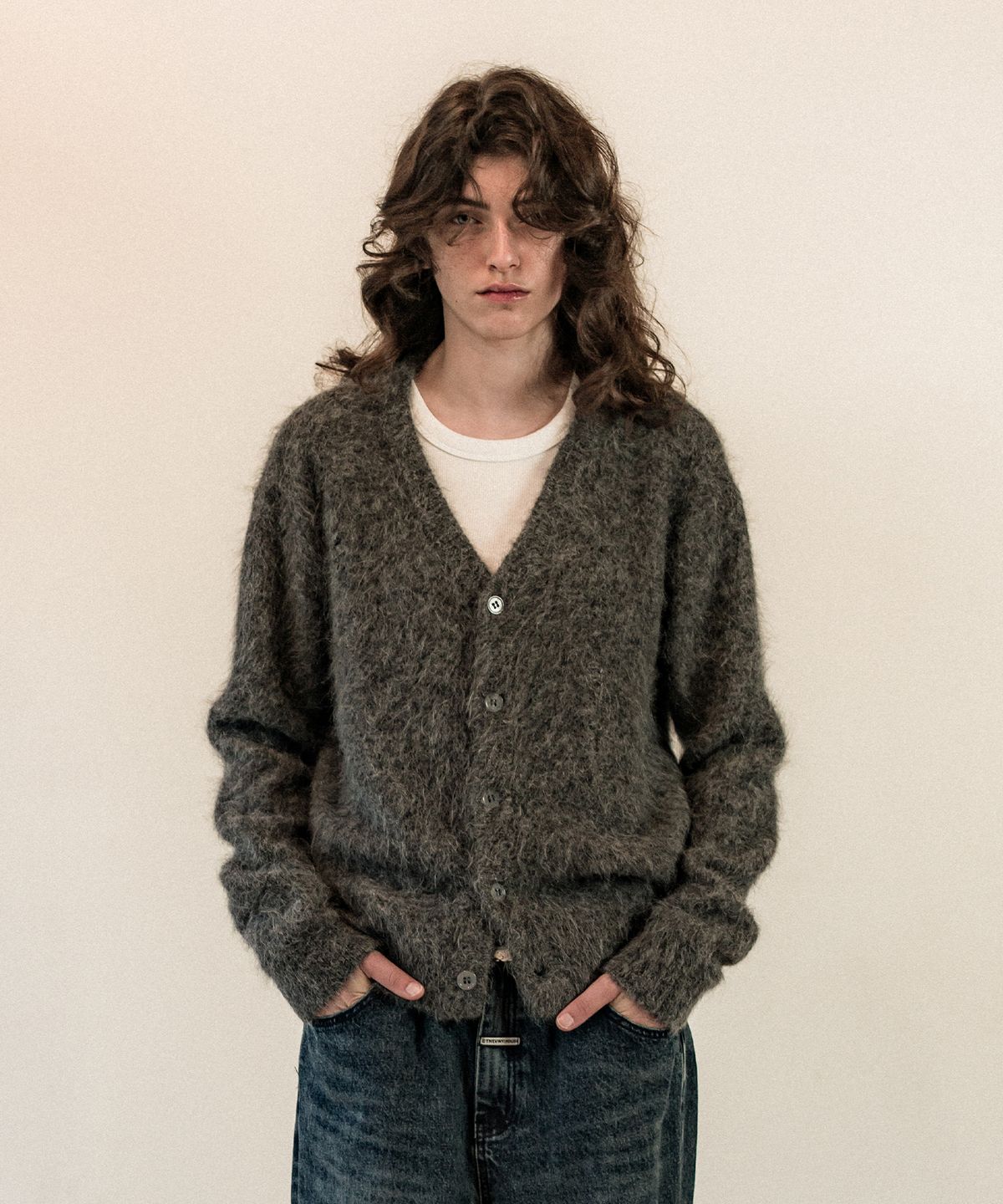 더바이닐하우스(THEVINYLHOUSE) GRUNGE CARDIGAN GREY