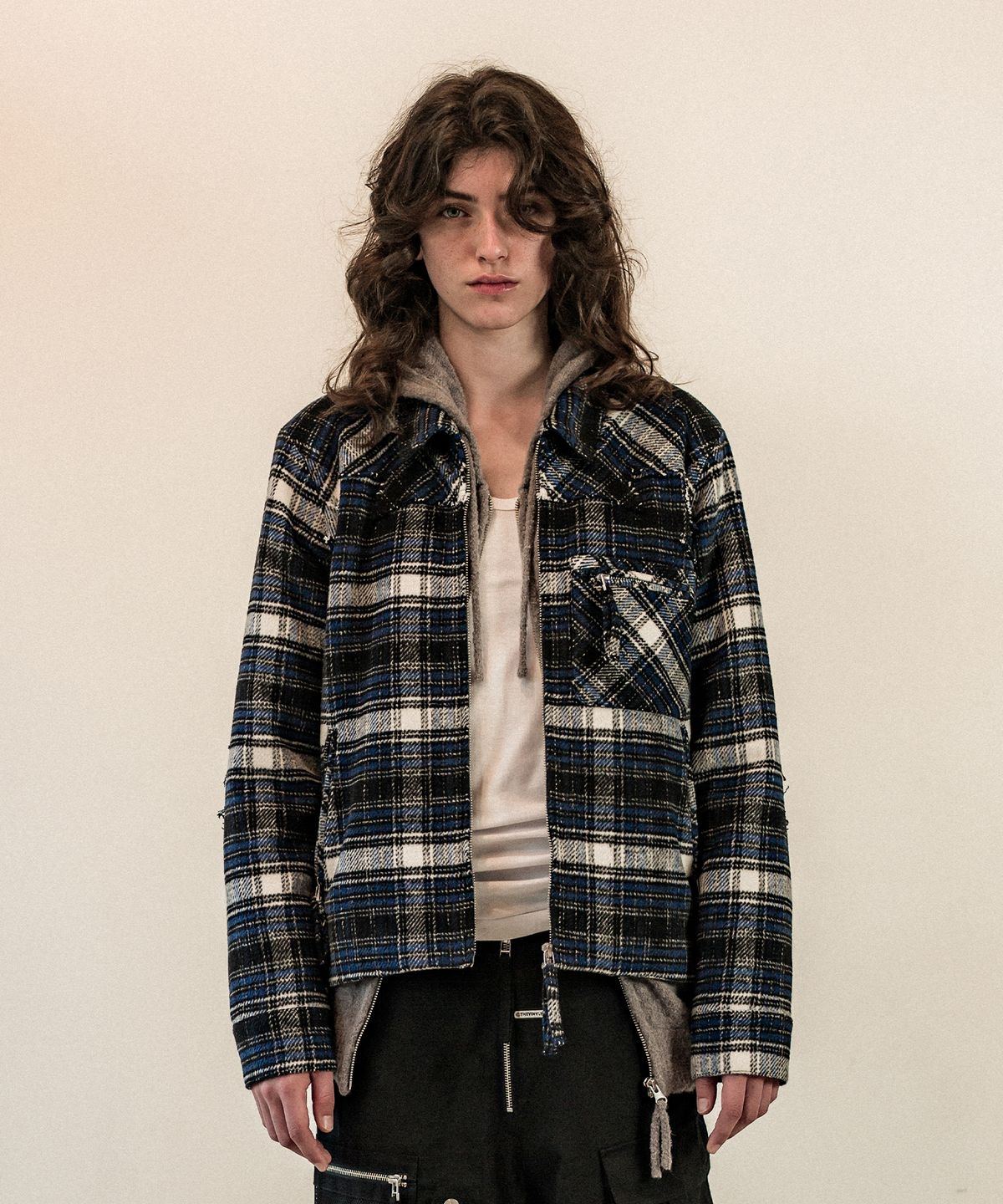 더바이닐하우스(THEVINYLHOUSE) FLANNEL JACKET BLUE