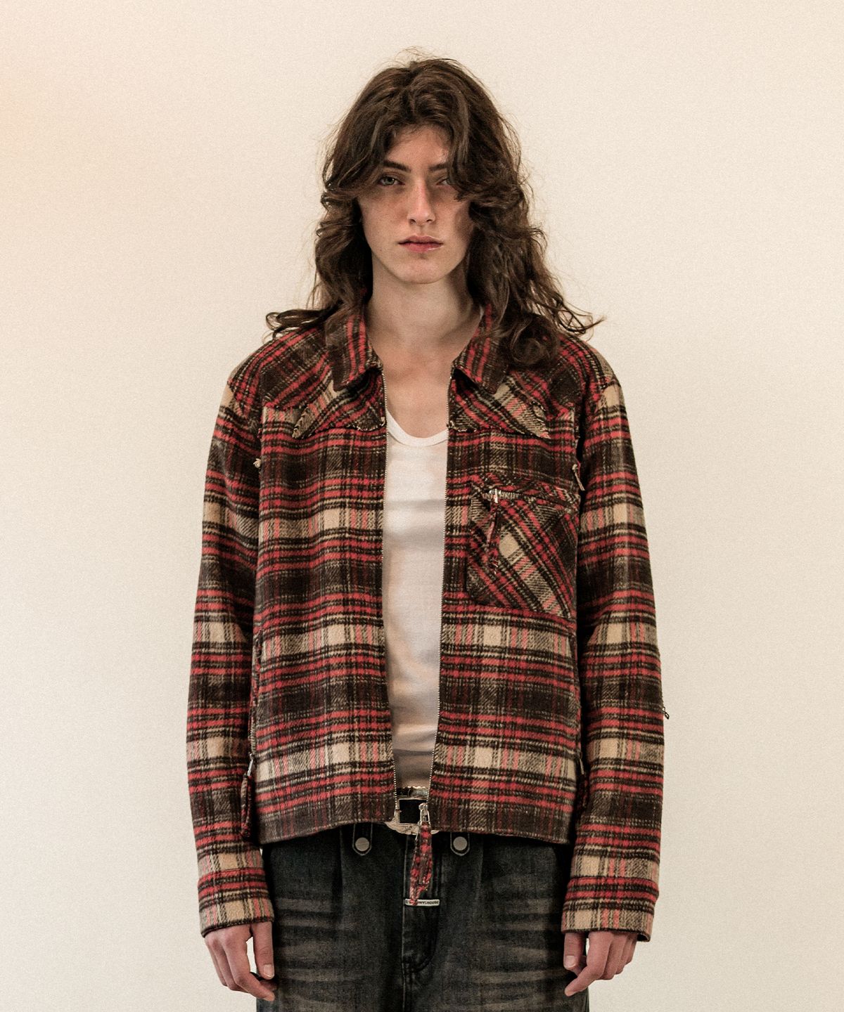 더바이닐하우스(THEVINYLHOUSE) FLANNEL JACKET BROWN
