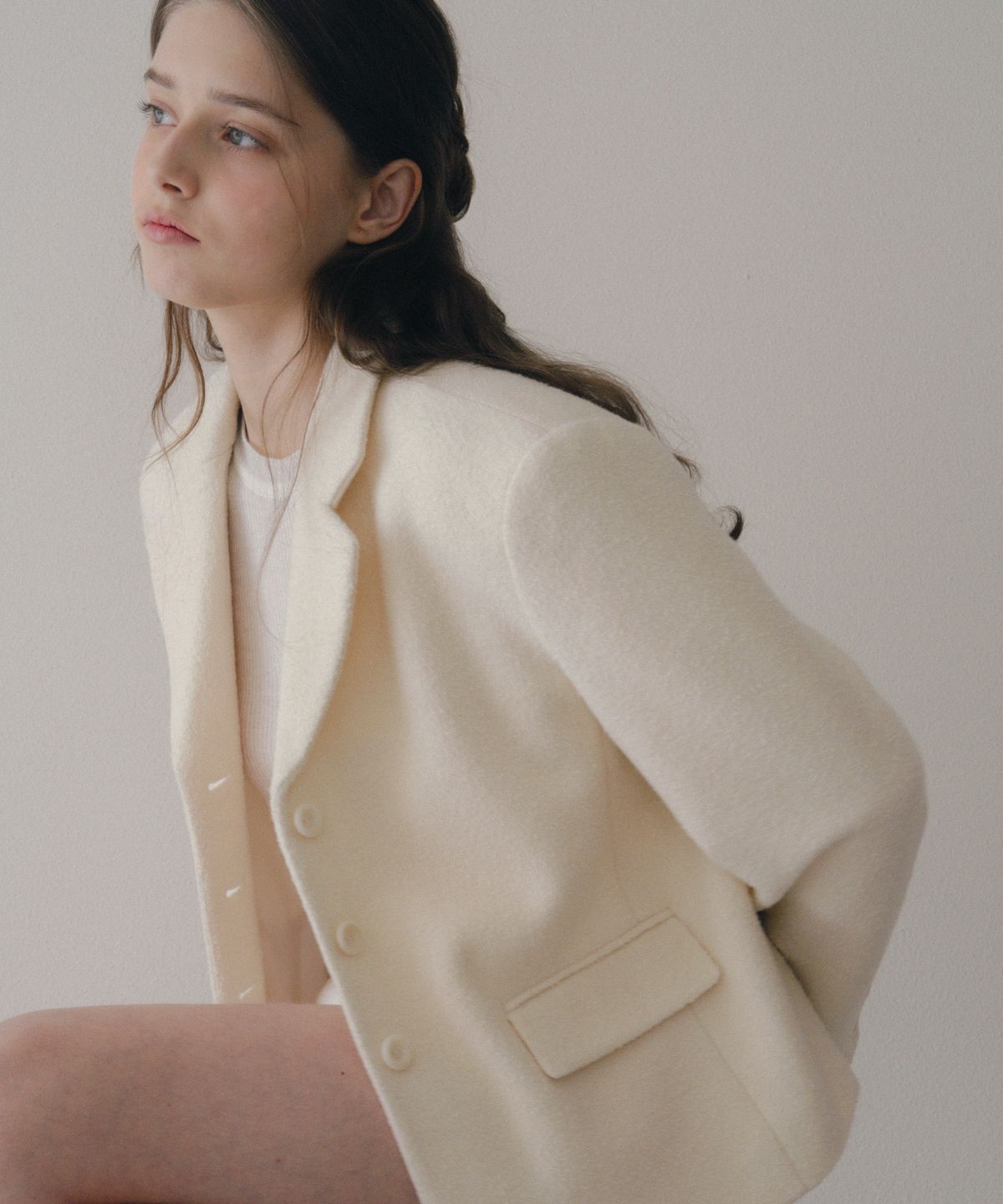 레테라(LETTERA) Wool Alpaca Crop Jacket