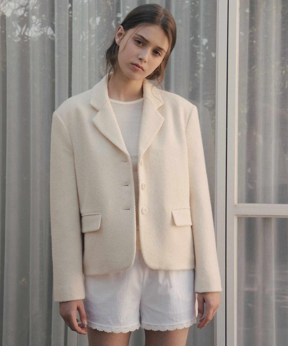 레테라(LETTERA) Wool Alpaca Crop Jacket