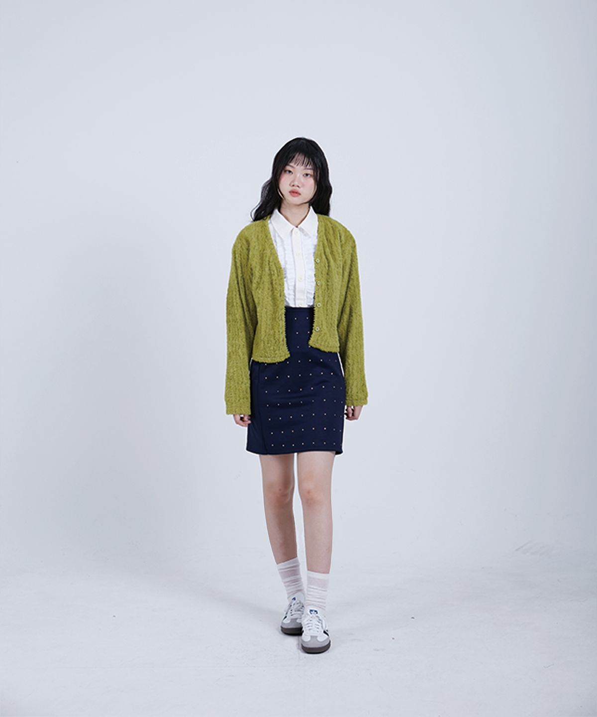 코튼리버스클럽(COTTONREBIRTHCLUB) 비건 알파카 가디건 (그린)