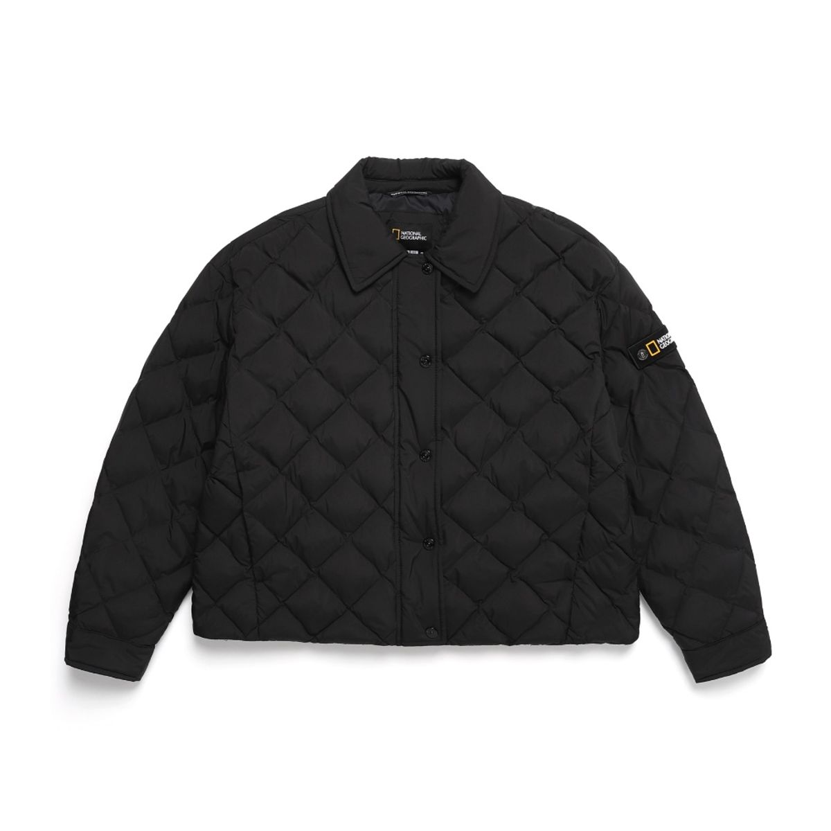 내셔널지오그래픽(NATIONALGEOGRAPHIC) N244WPD010 여성 엘크 카라 패딩 숏 점퍼 CARBON BLACK