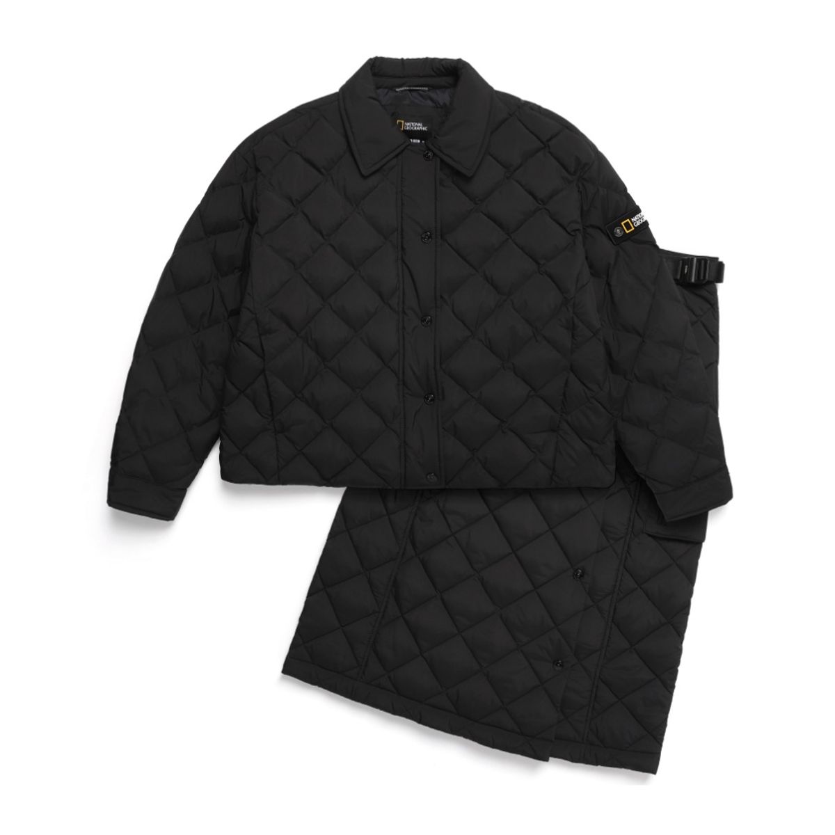 내셔널지오그래픽(NATIONALGEOGRAPHIC) N244WPD010 여성 엘크 카라 패딩 숏 점퍼 CARBON BLACK