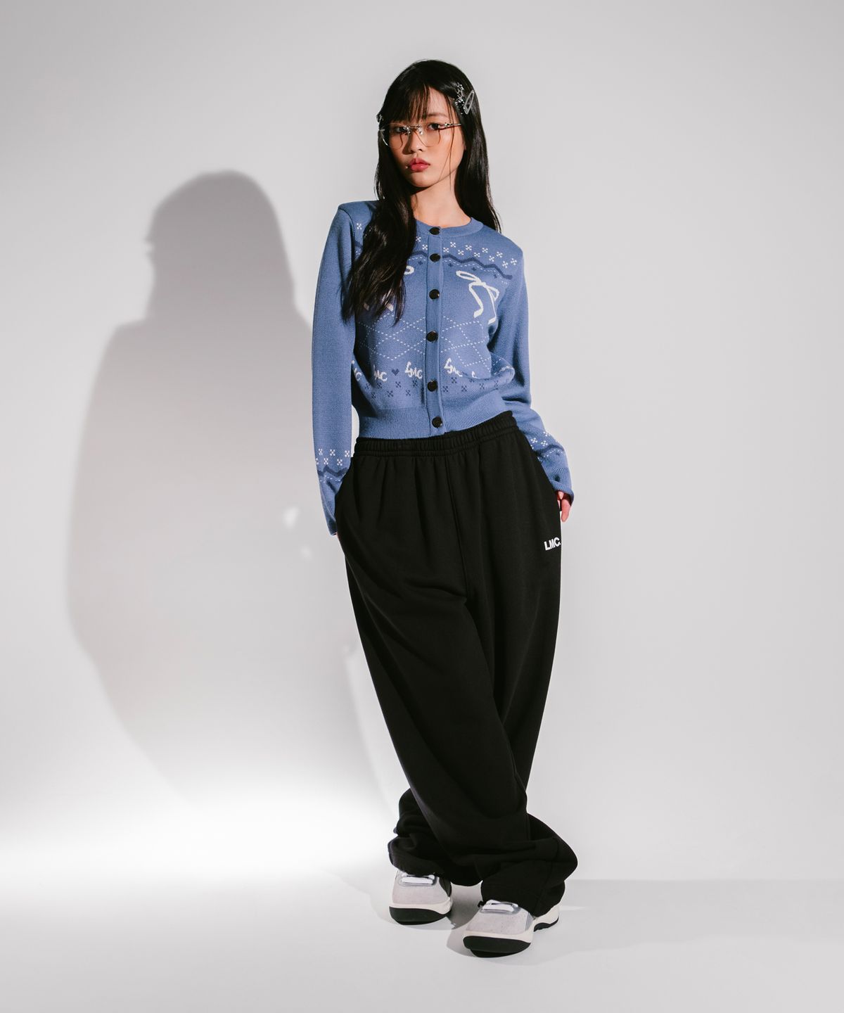 엘엠씨(LMC) WM RIBBON JACQUARD CARDIGAN blue