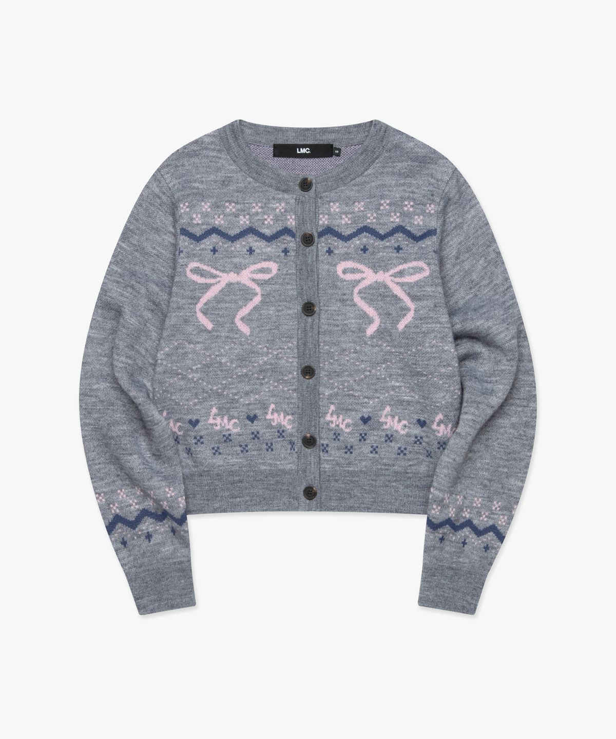 엘엠씨(LMC) WM RIBBON JACQUARD CARDIGAN gray
