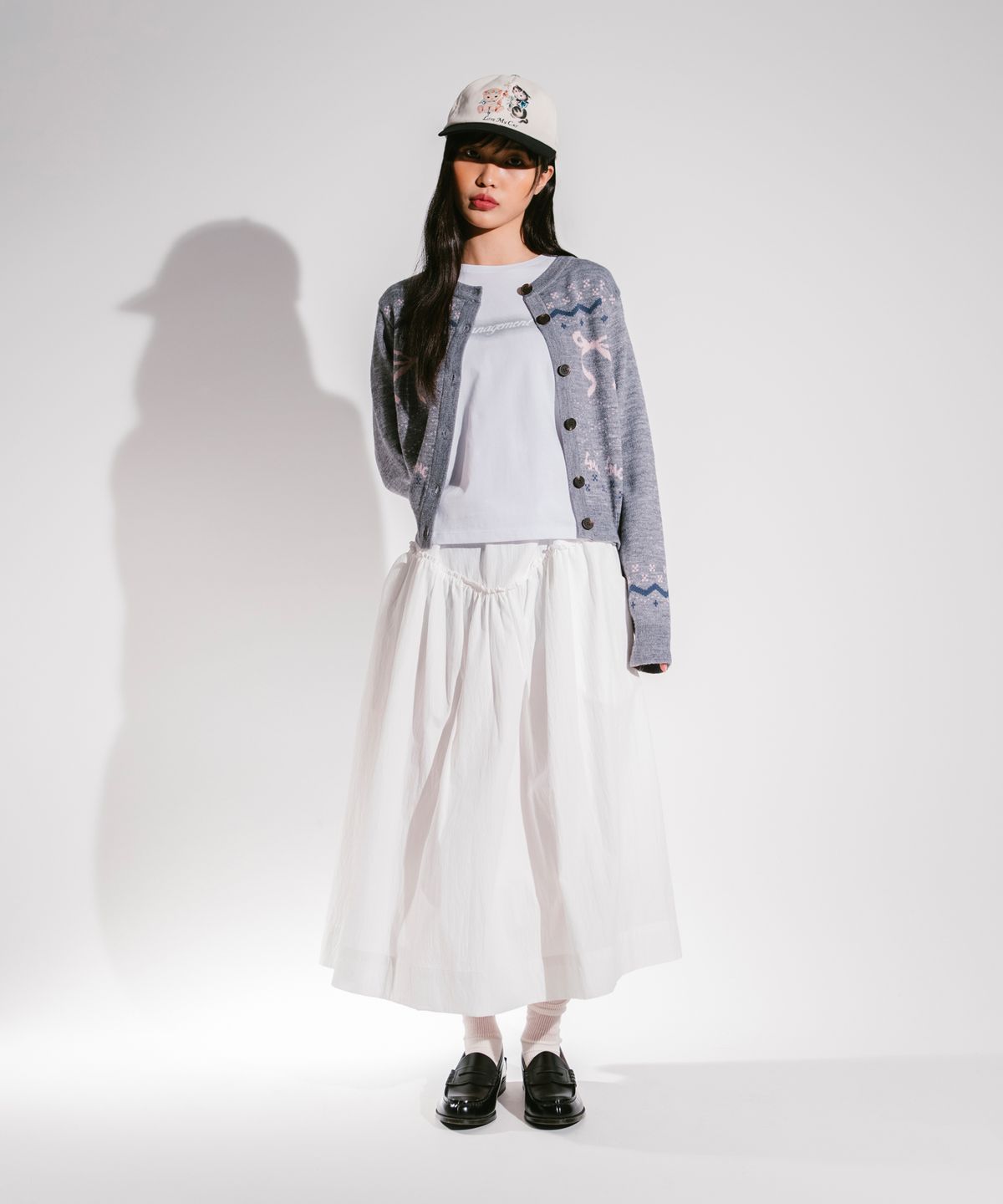 엘엠씨(LMC) WM RIBBON JACQUARD CARDIGAN gray
