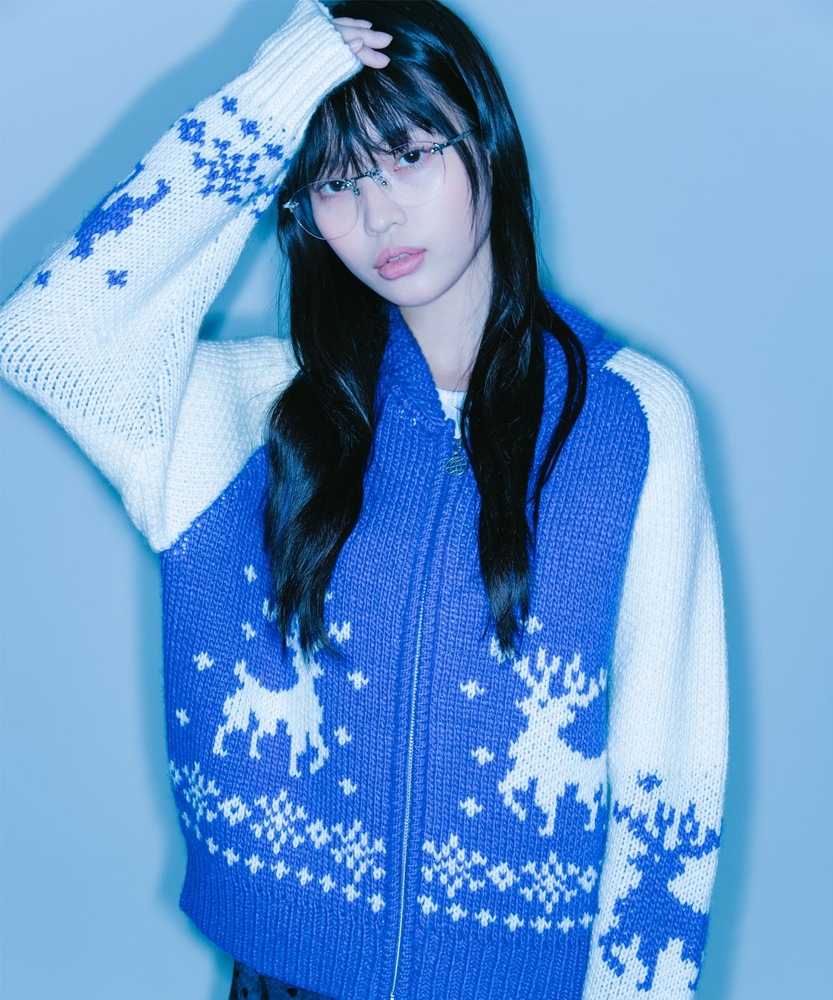 엘엠씨(LMC) WM DEER COWICHAN ZIP-UP CARDIGAN blue