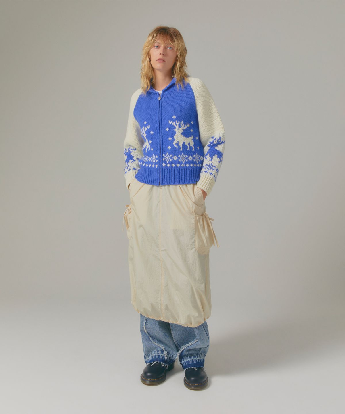 엘엠씨(LMC) WM DEER COWICHAN ZIP-UP CARDIGAN blue