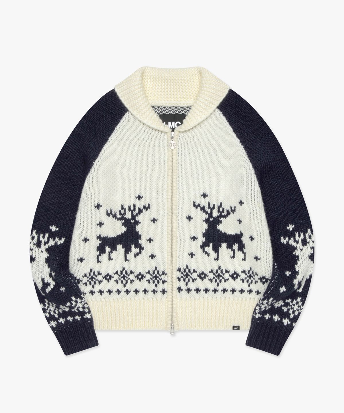 엘엠씨(LMC) WM DEER COWICHAN ZIP-UP CARDIGAN ivory