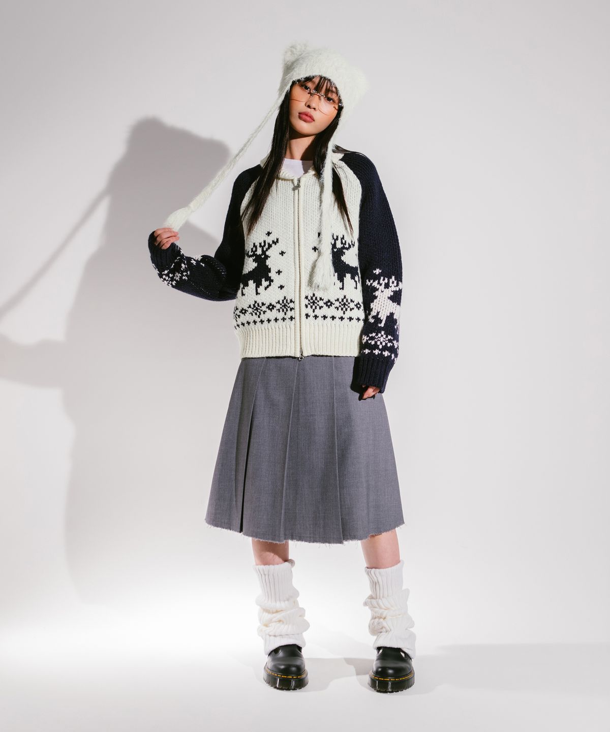엘엠씨(LMC) WM DEER COWICHAN ZIP-UP CARDIGAN ivory