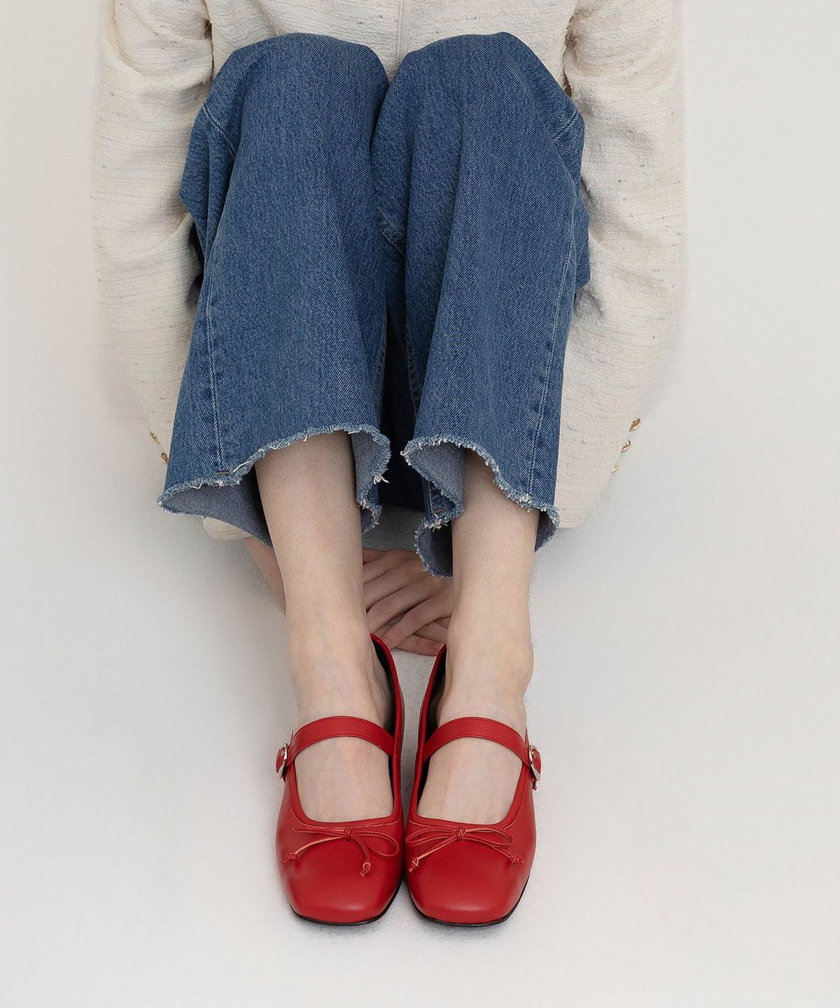 슈바이초이(SHOEBYCHOI) 스퀘어 리본 메리제인  (3cm)_베이지,레드,블랙