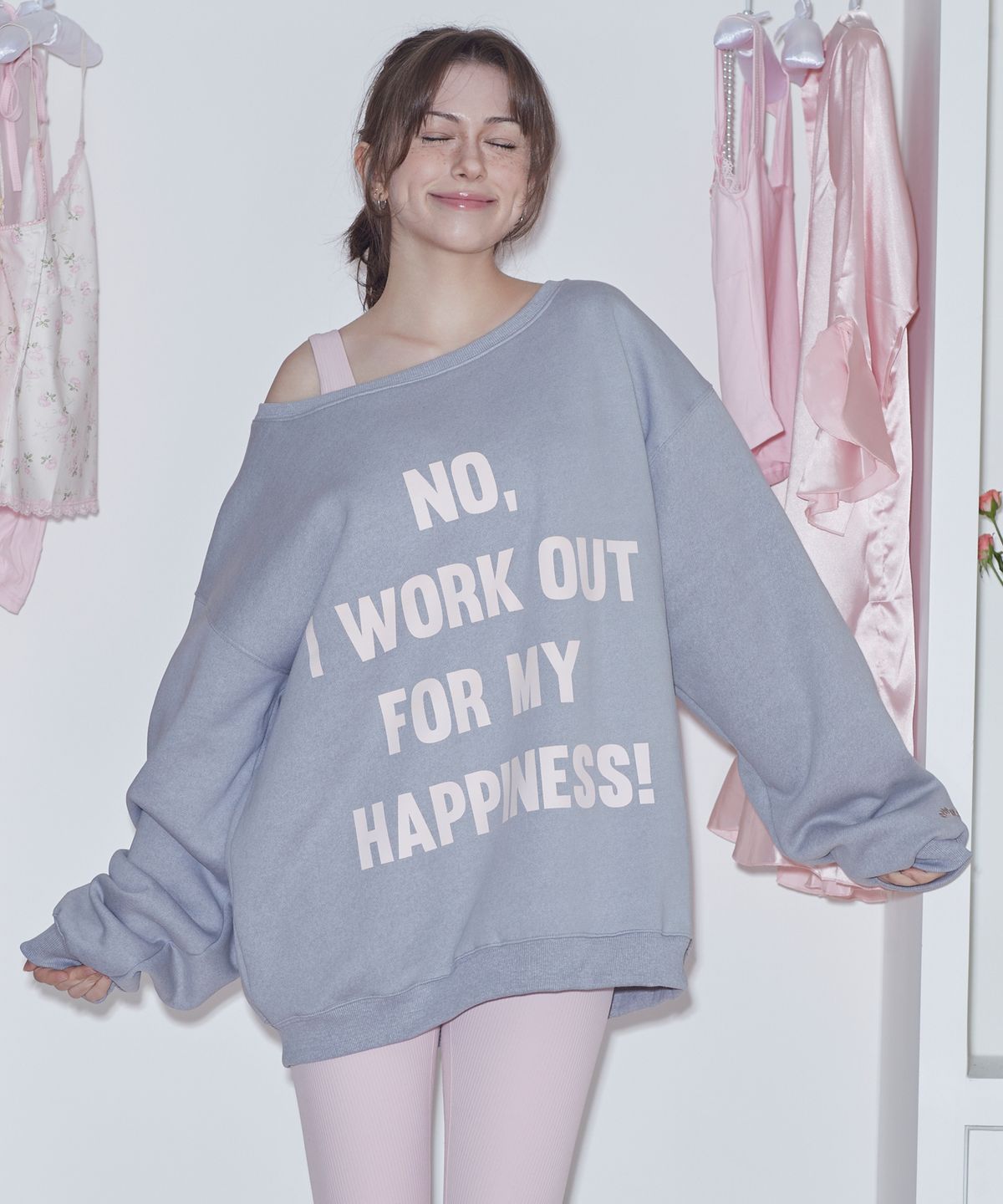 스웻스윗(SWEATSWEET) PIGMENT LETTERING SWEATSHIRTS - GRAY