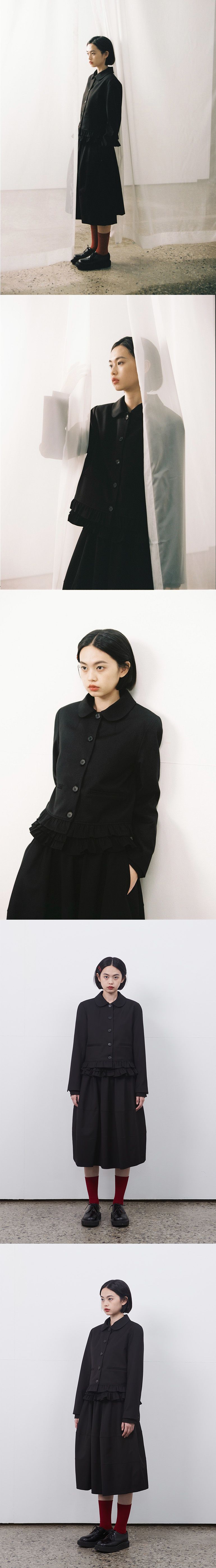 ジャケット・アウター OHESHIO ROUND FRILL JACKET, BLACK OHESHIO ROUND FRILL JACKET, BLACK