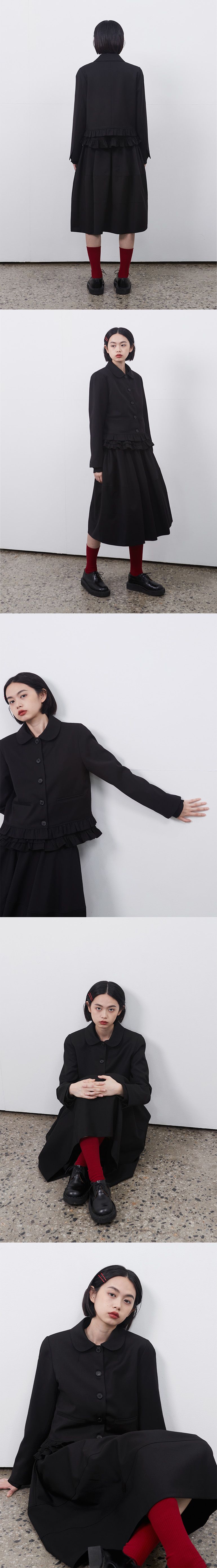 MUSINSA公式 | OHESHIO ROUND FRILL JACKET, BLACK