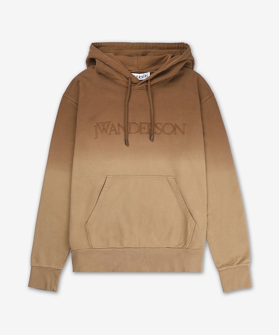 MUSINSA | J.W.ANDERSON Logo Embroidered Gradient Hoodie - Tobacco