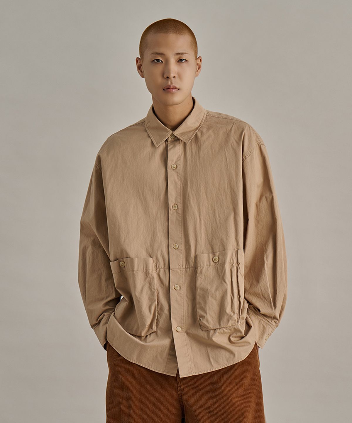 논타입(NONTYPE) POUCH POCKET SHIRTS (BEIGE)