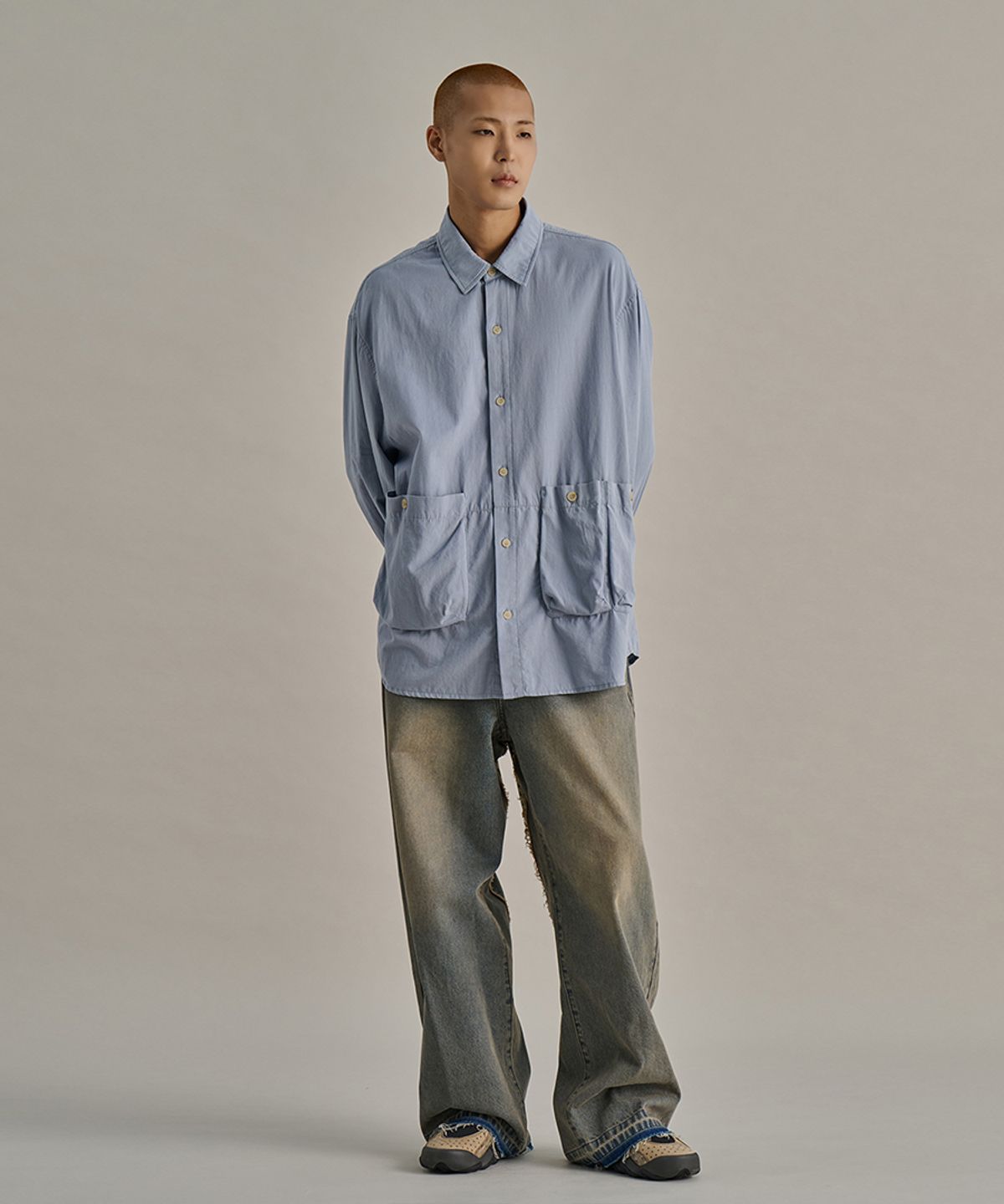 논타입(NONTYPE) POUCH POCKET SHIRTS (SKY)