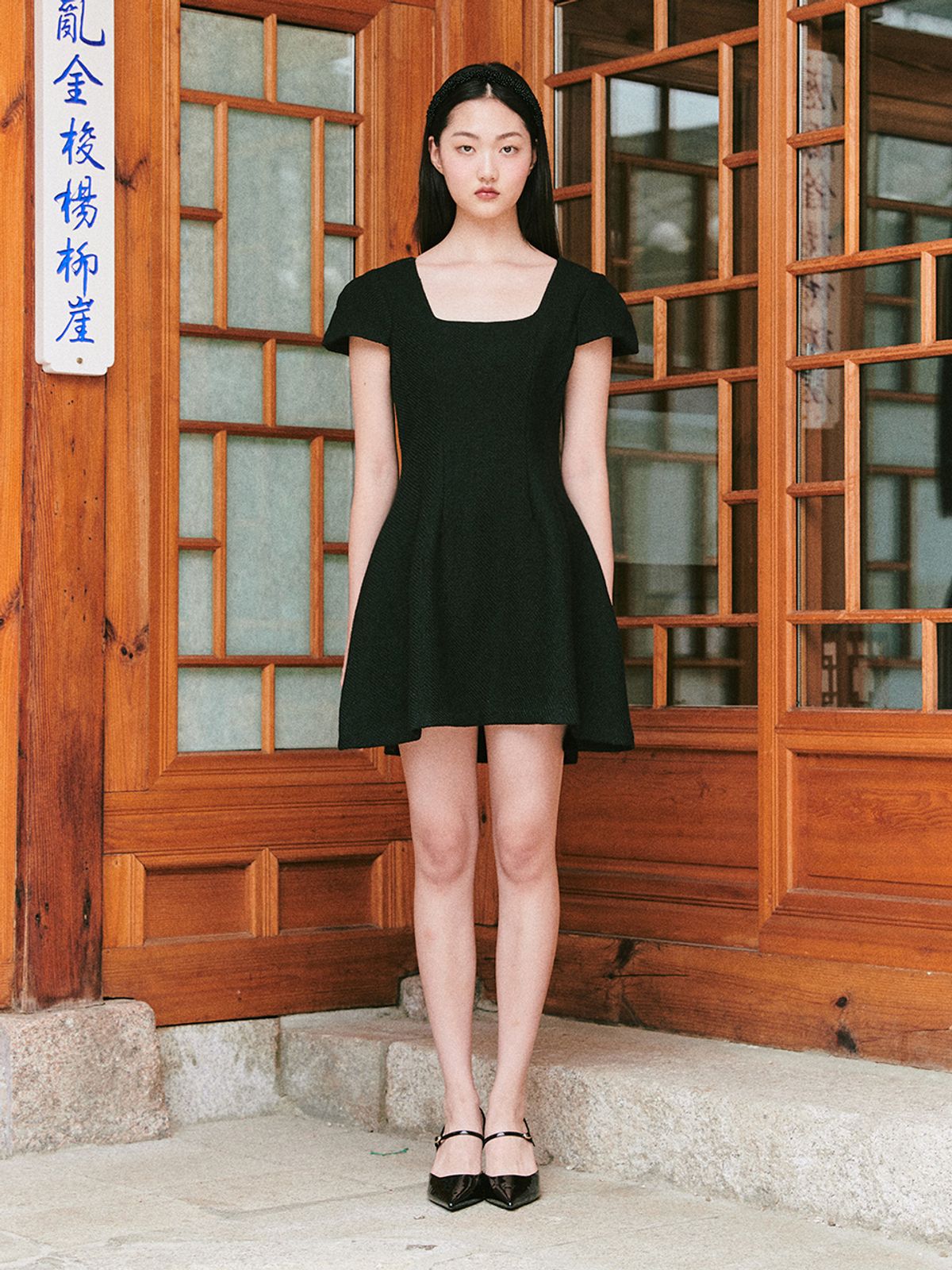 가니송(GANISONG) 브라이덜 왈츠 미니 드레스_블랙