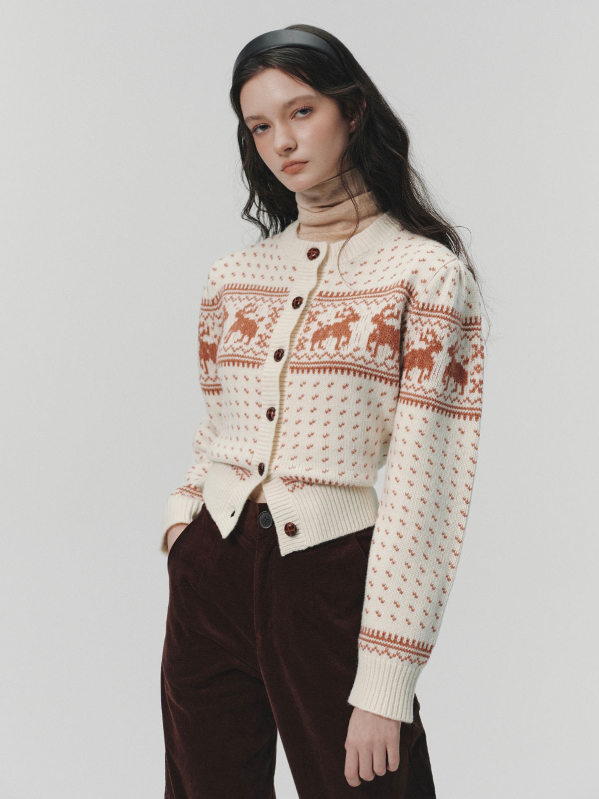 르니나(LENINA) LILAS woolen kowichan knit cardigan_2colors