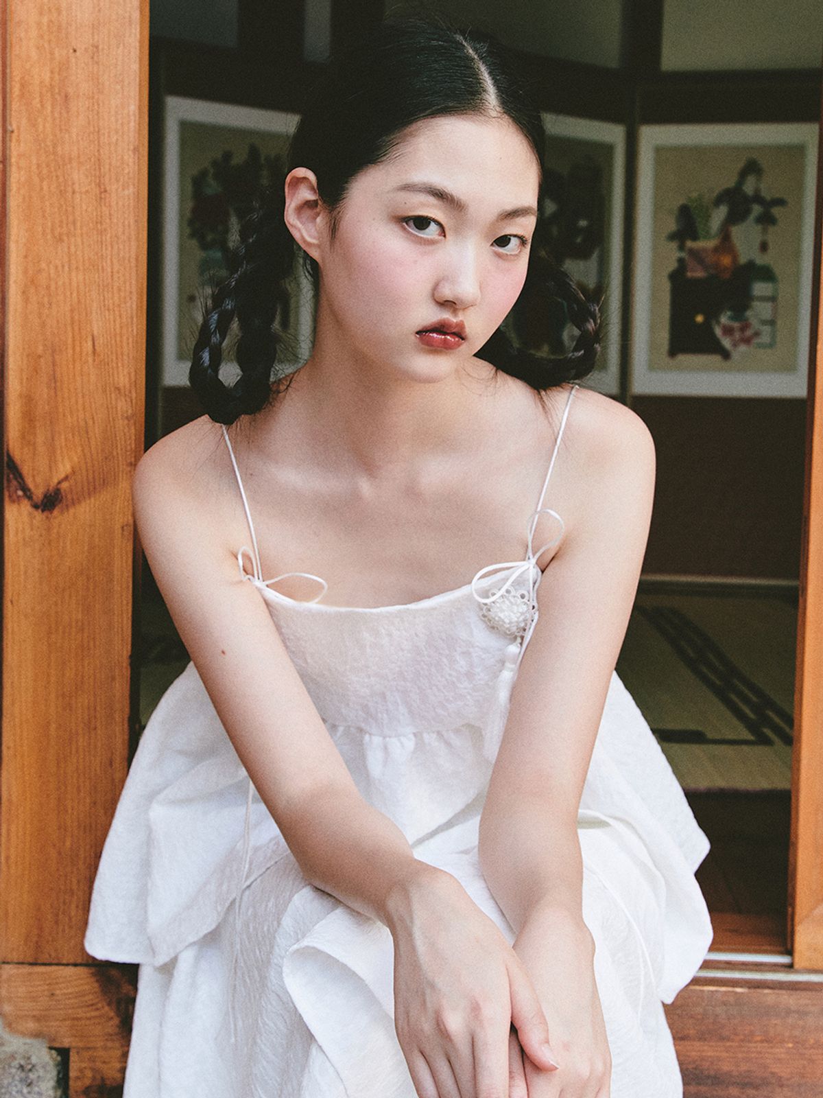 가니송(GANISONG) 브라이덜 카멜리아 블룸 투 피스_ 화이트