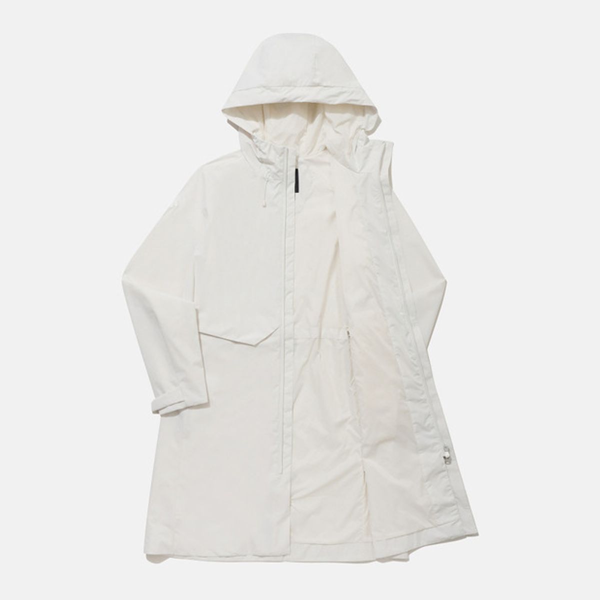 데상트(DESCENTE) [DUALIS] 여성 안감형 롱 웨더 코트 아이보리(SP312DJK92)