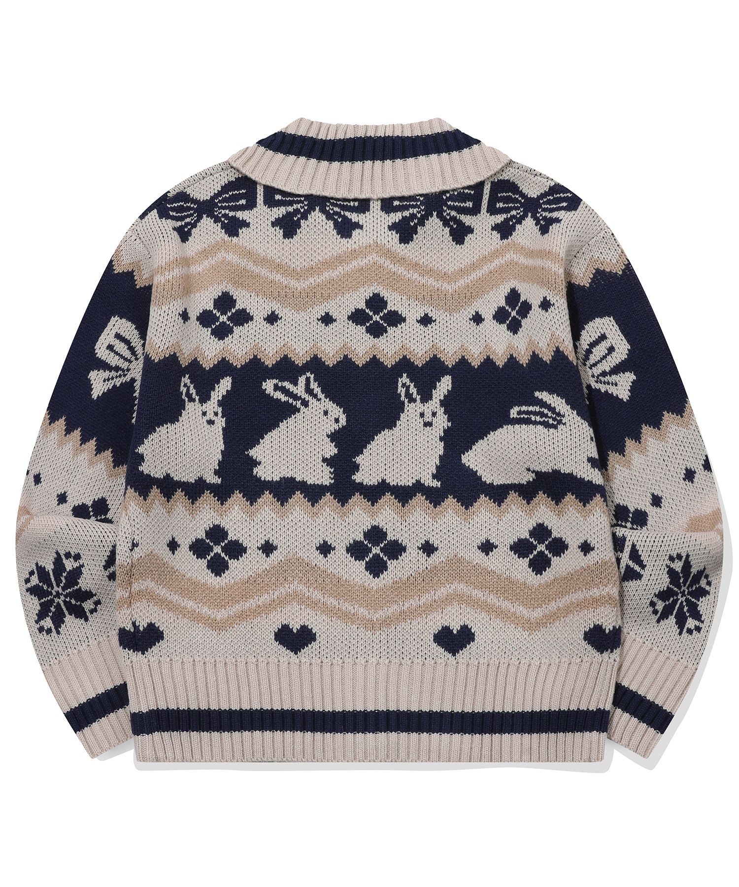 MUSINSA | CPGN STUDIO [2-WAY] Bunny Crop Zip-Up Knit Cream