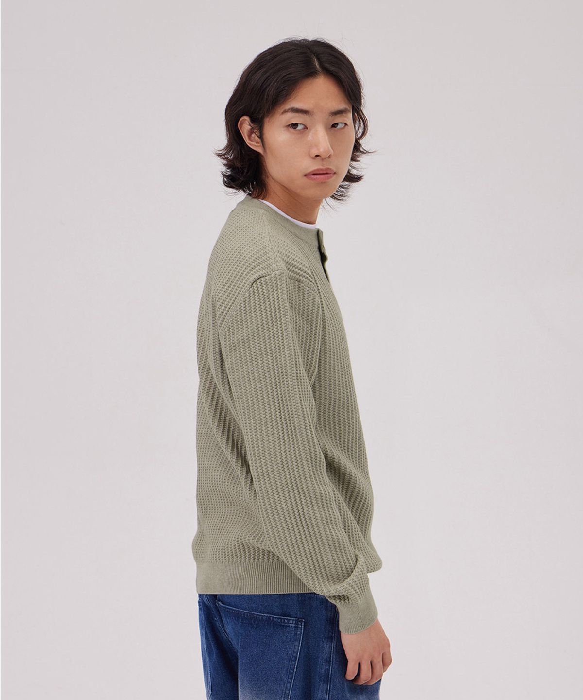 메이킷투(MAKEITTO) 데일리 비스코스 헨리넥 니트_베이지