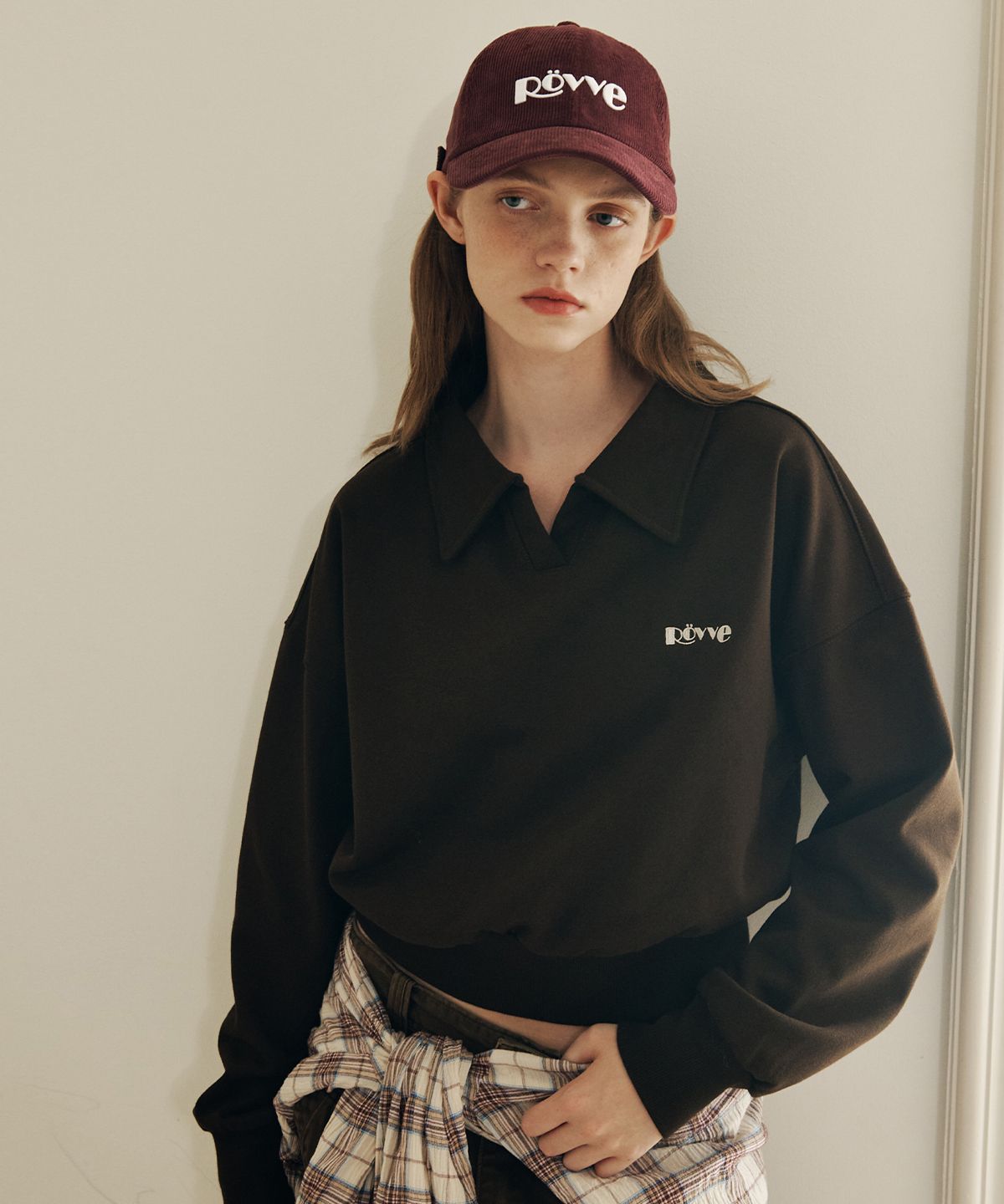뢰브(ROVVE) Corduroy Logo Cap (Burgundy)