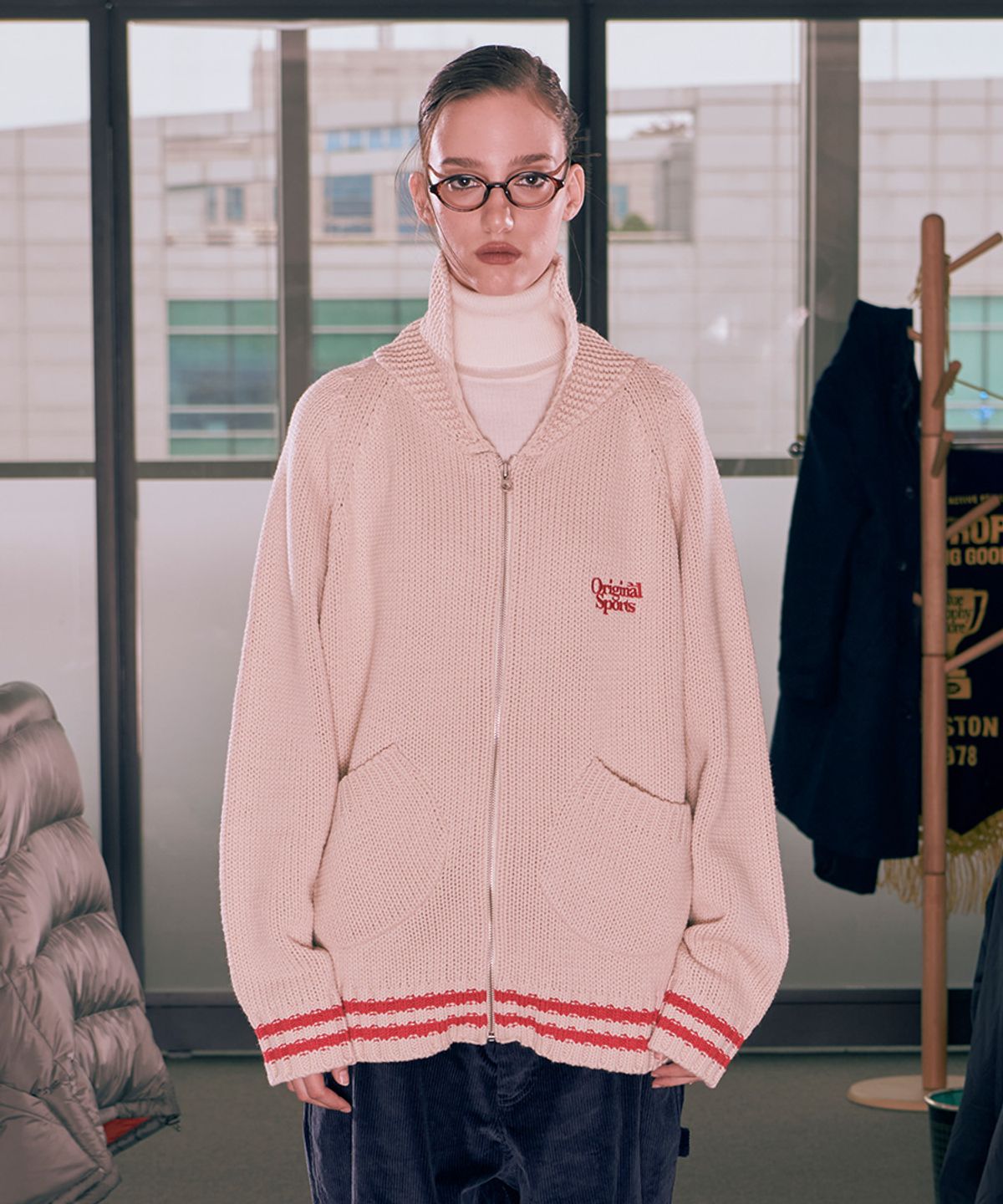 프로-스펙스(PRO-SPECS) SKI GRAPHIC POINT CARDIGAN CREM
