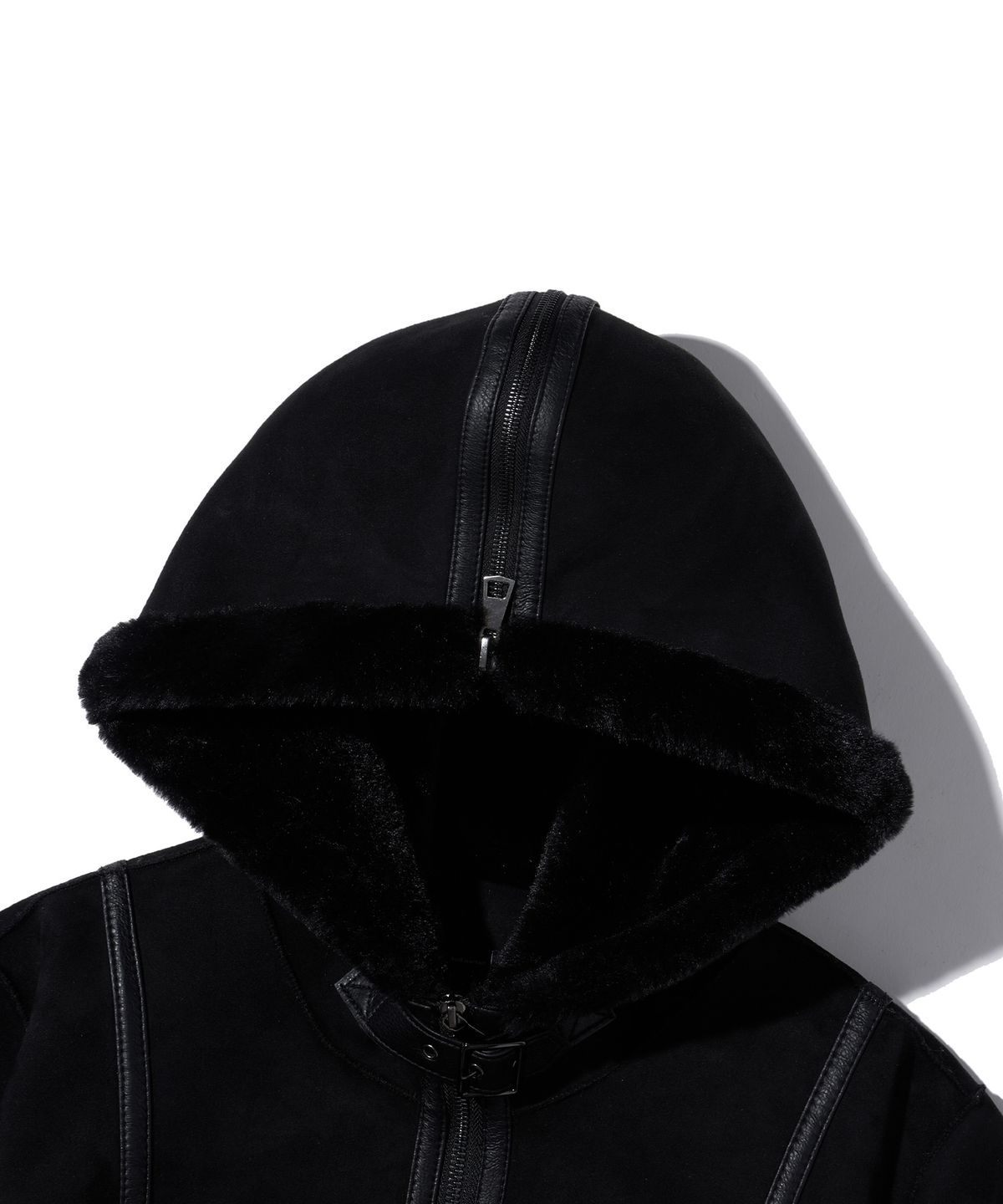 브라운브레스(BROWNBREATH) W TAG SHEARING HOOD JACKET - BLACK