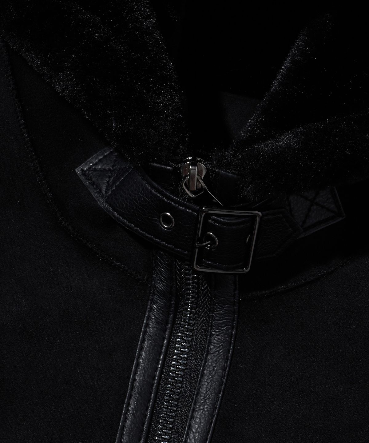브라운브레스(BROWNBREATH) W TAG SHEARING HOOD JACKET - BLACK