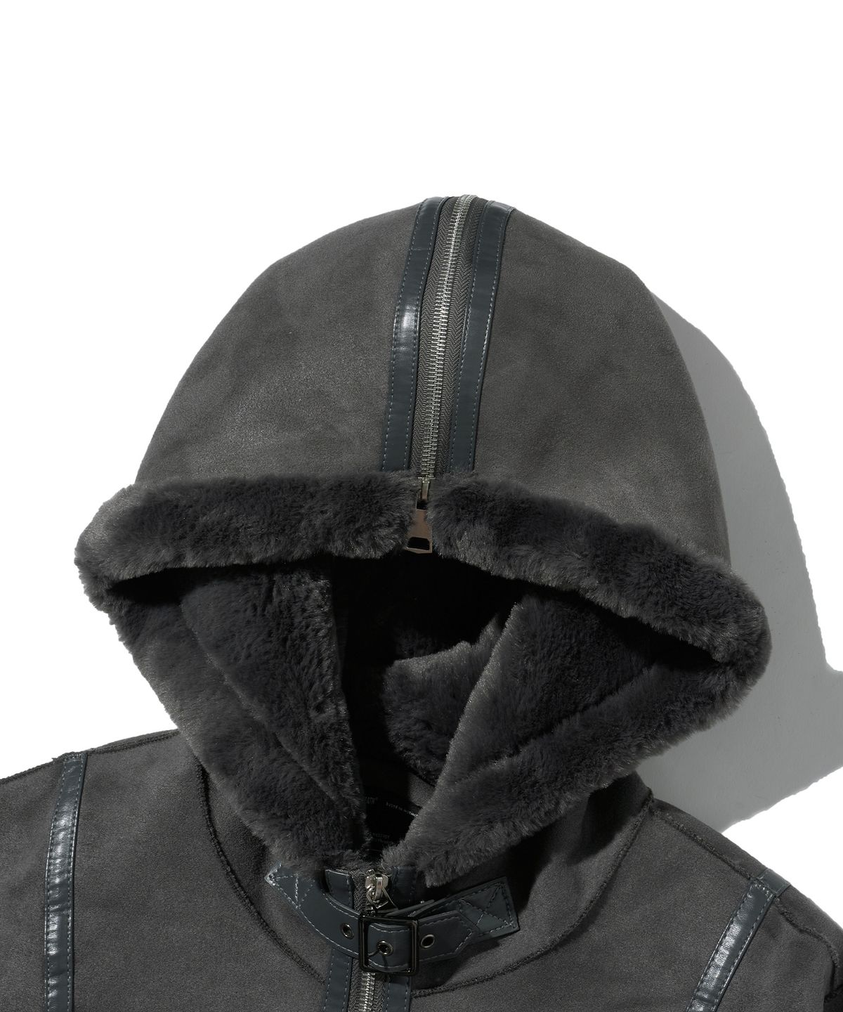 브라운브레스(BROWNBREATH) W TAG SHEARING HOOD JACKET - GREY