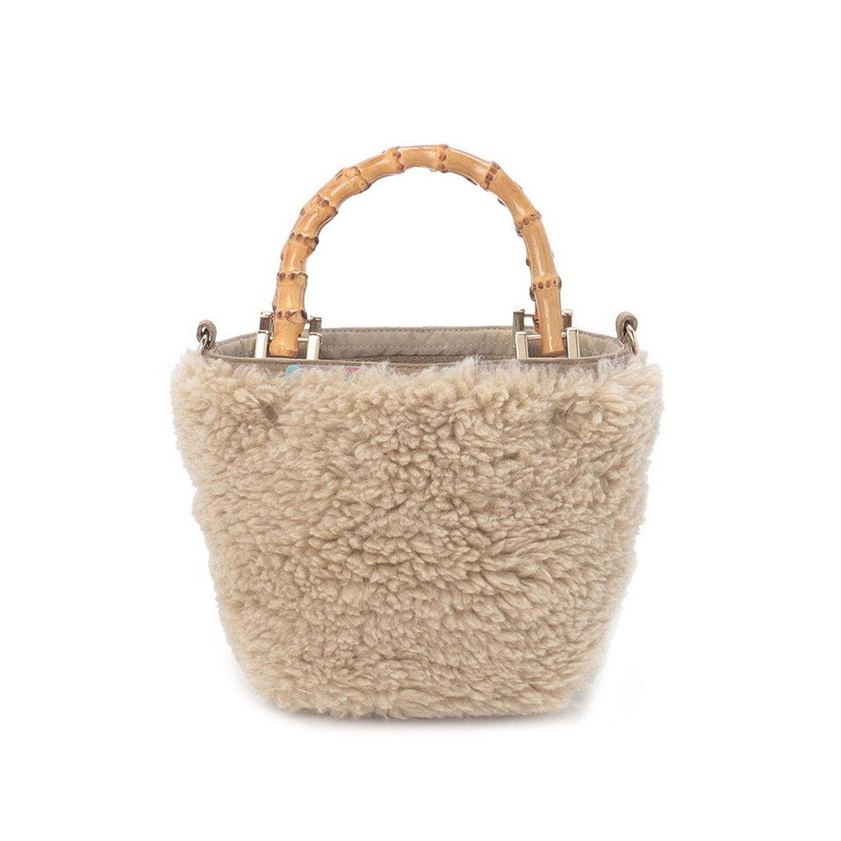 레스포색(LESPORTSAC) 퍼스트 웜 베이지 퍼 엑스트라 스몰 뱀부 토트백 [1063.HB89]