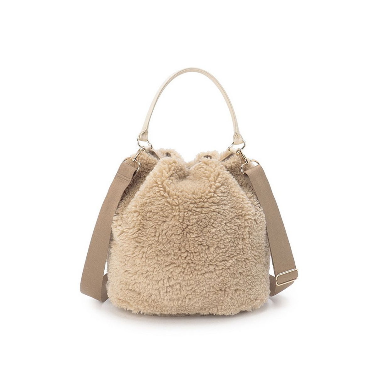 레스포색(LESPORTSAC) 퍼스트 웜 베이지 퍼 미디움 드로우스트링 숄더백 [1062.HB89]