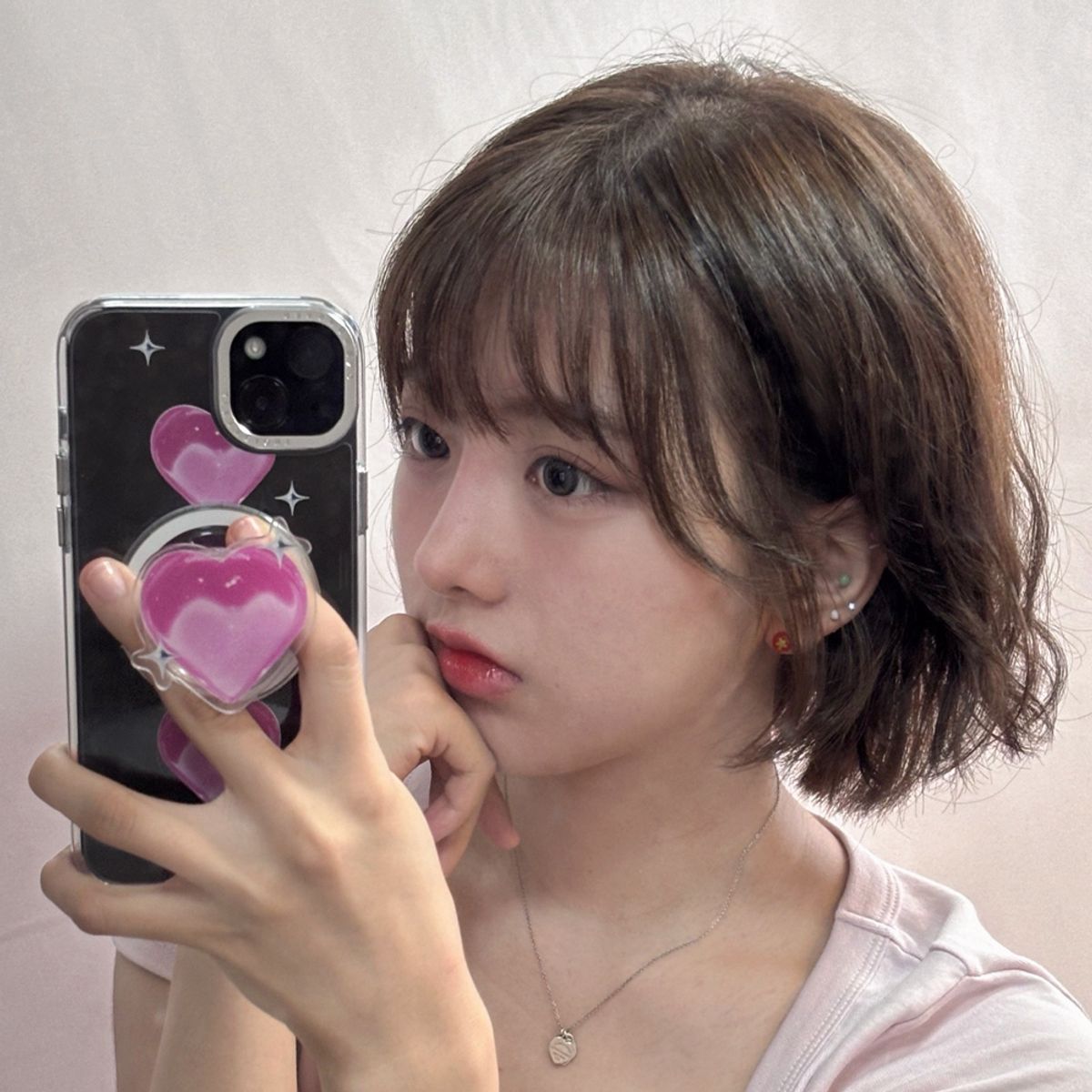 일육팔센치케이스(168CM) 아이폰 맥세이프 그립 스마트톡 거치대 글리터 하트