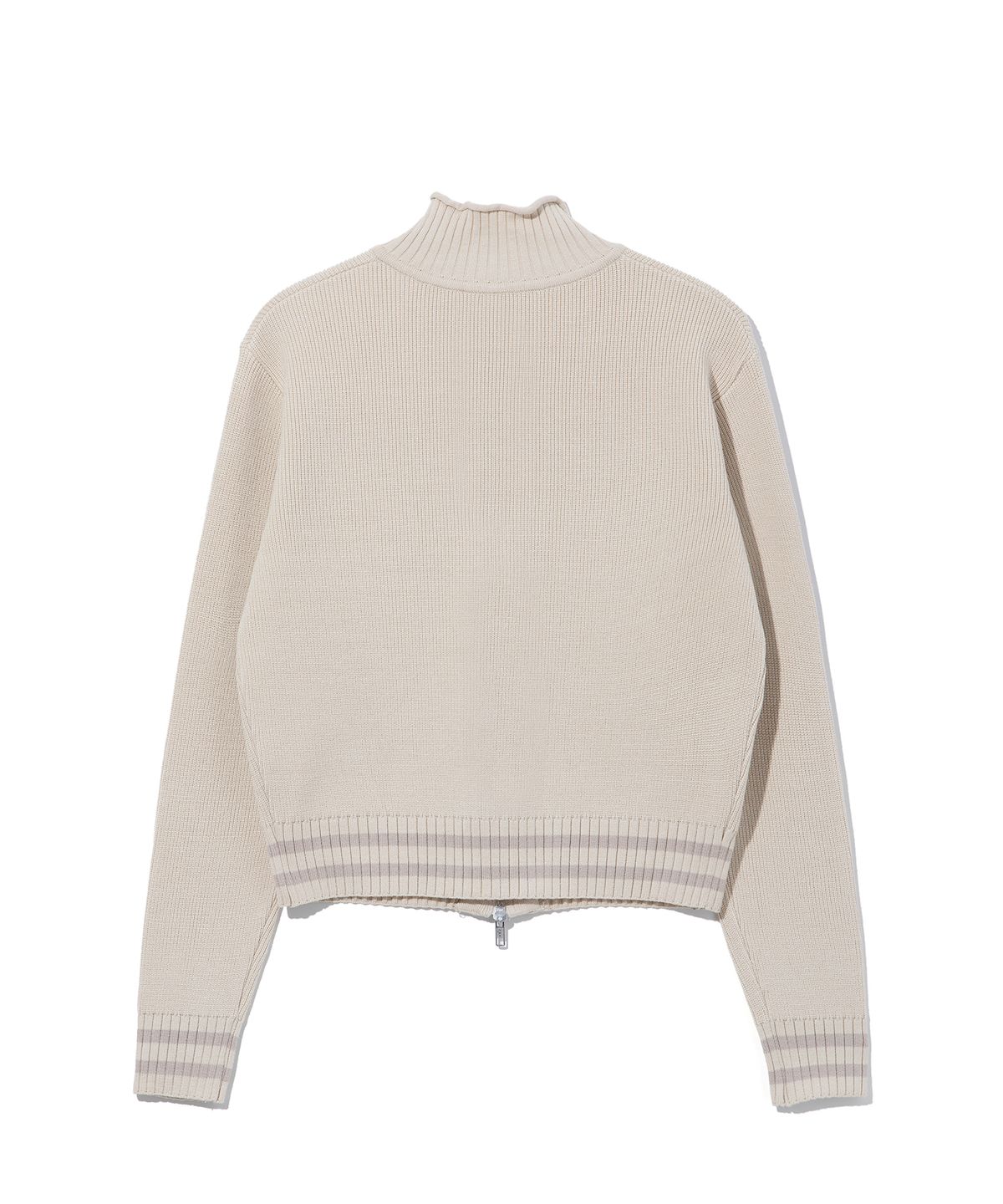 스퀘어라인(SQUARELINE) Basic Logo Jacquard Knit Zip-up_Beige