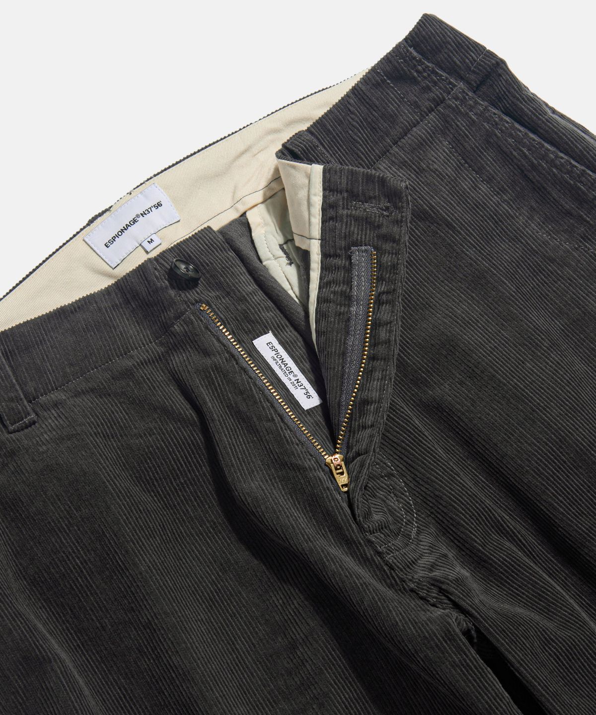 에스피오나지(ESPIONAGE) Corduroy Officer Pants Dark Charcoal
