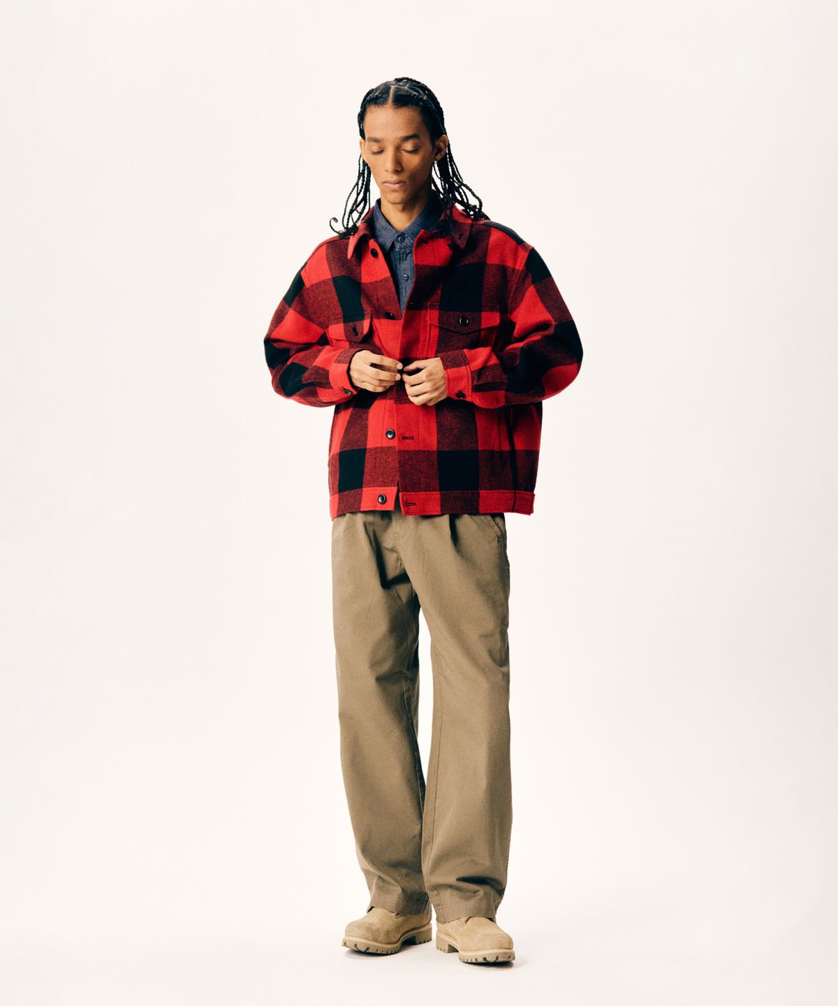 에스피오나지(ESPIONAGE) Buffalo Plaid Lumber Jacket Red