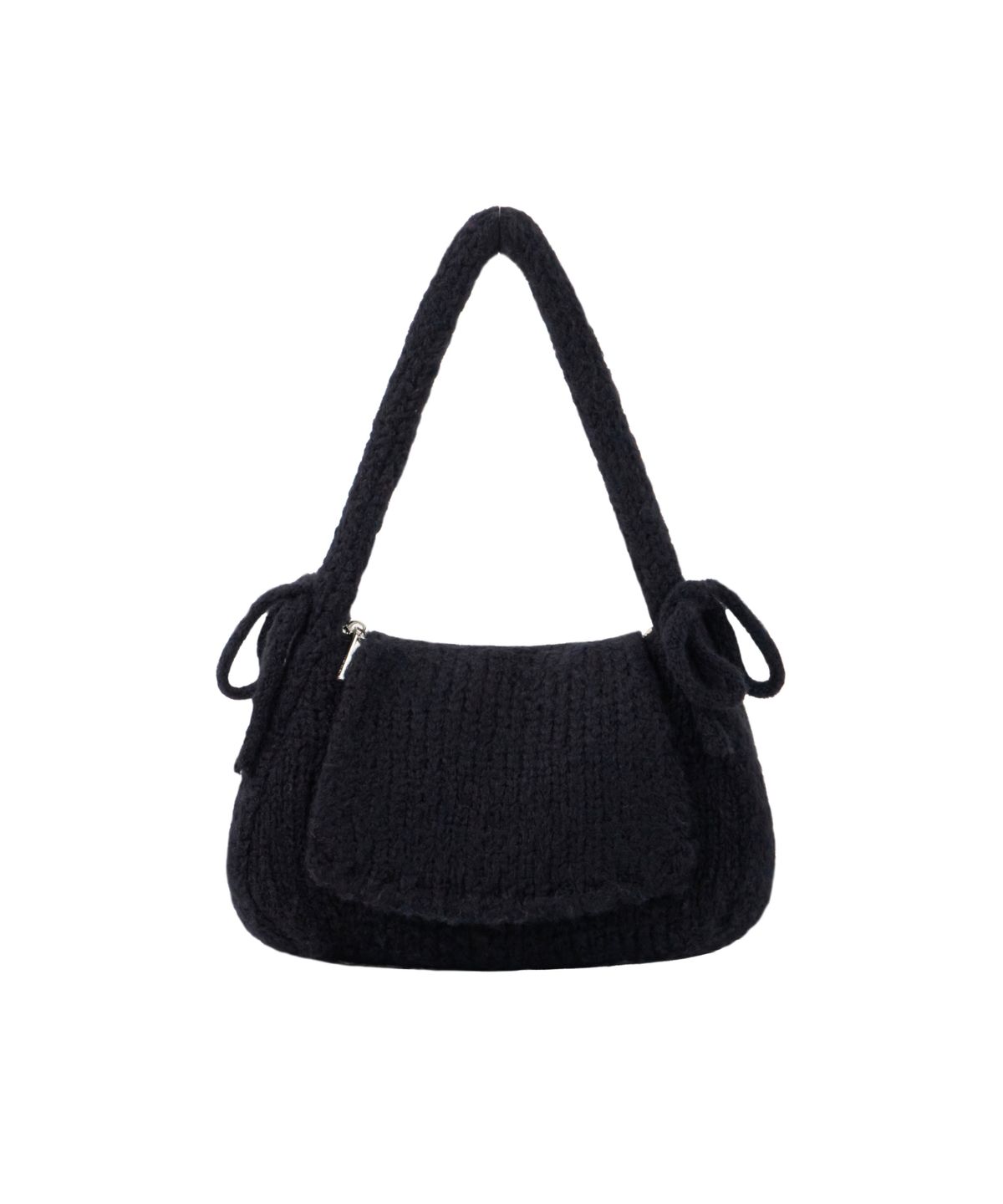 레더리(LEATHERY) 리본 앙고라 니트 숄더백 [BLACK]