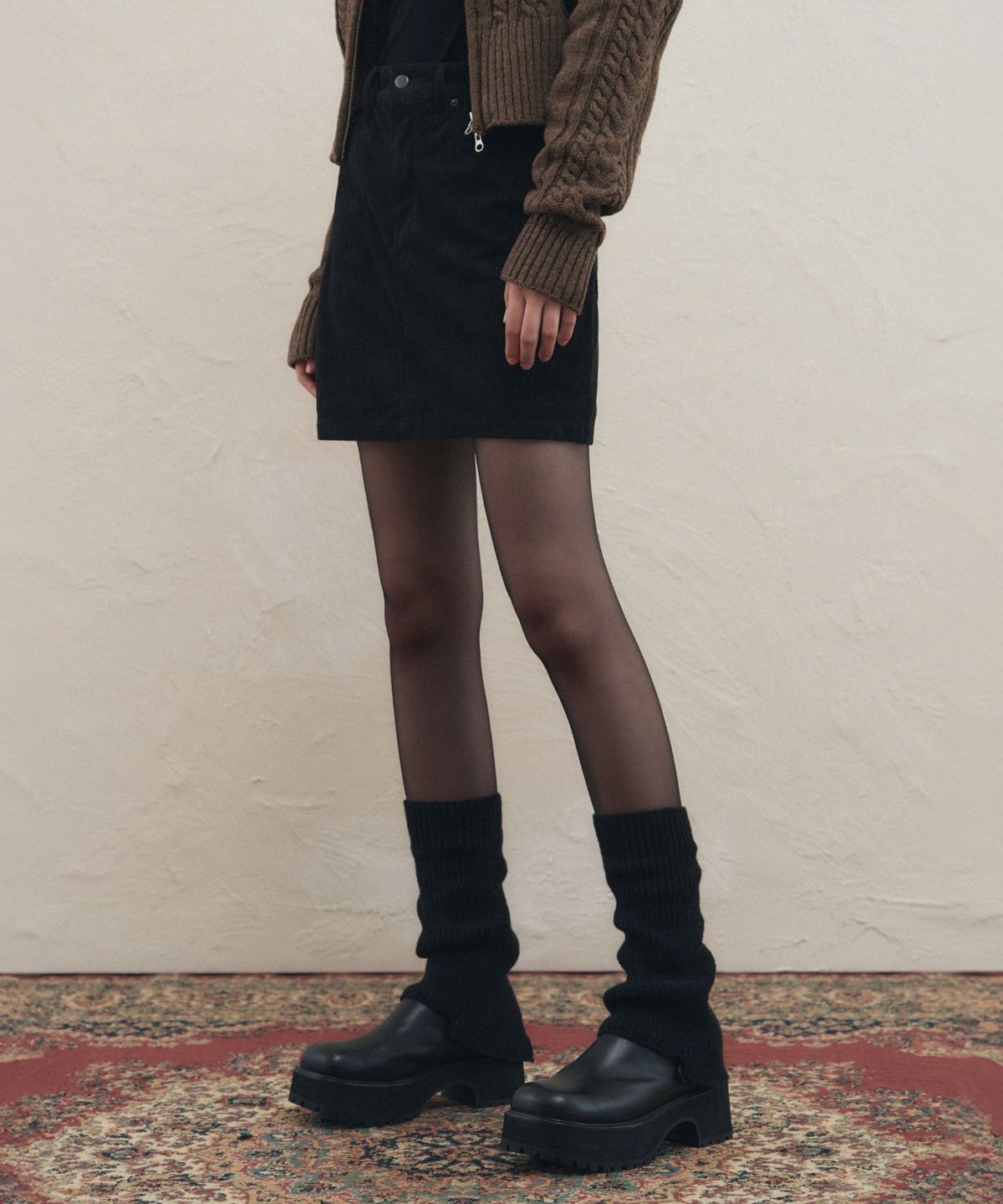 레더리(LEATHERY) 코듀로이 미니 스커트 [BROWN]