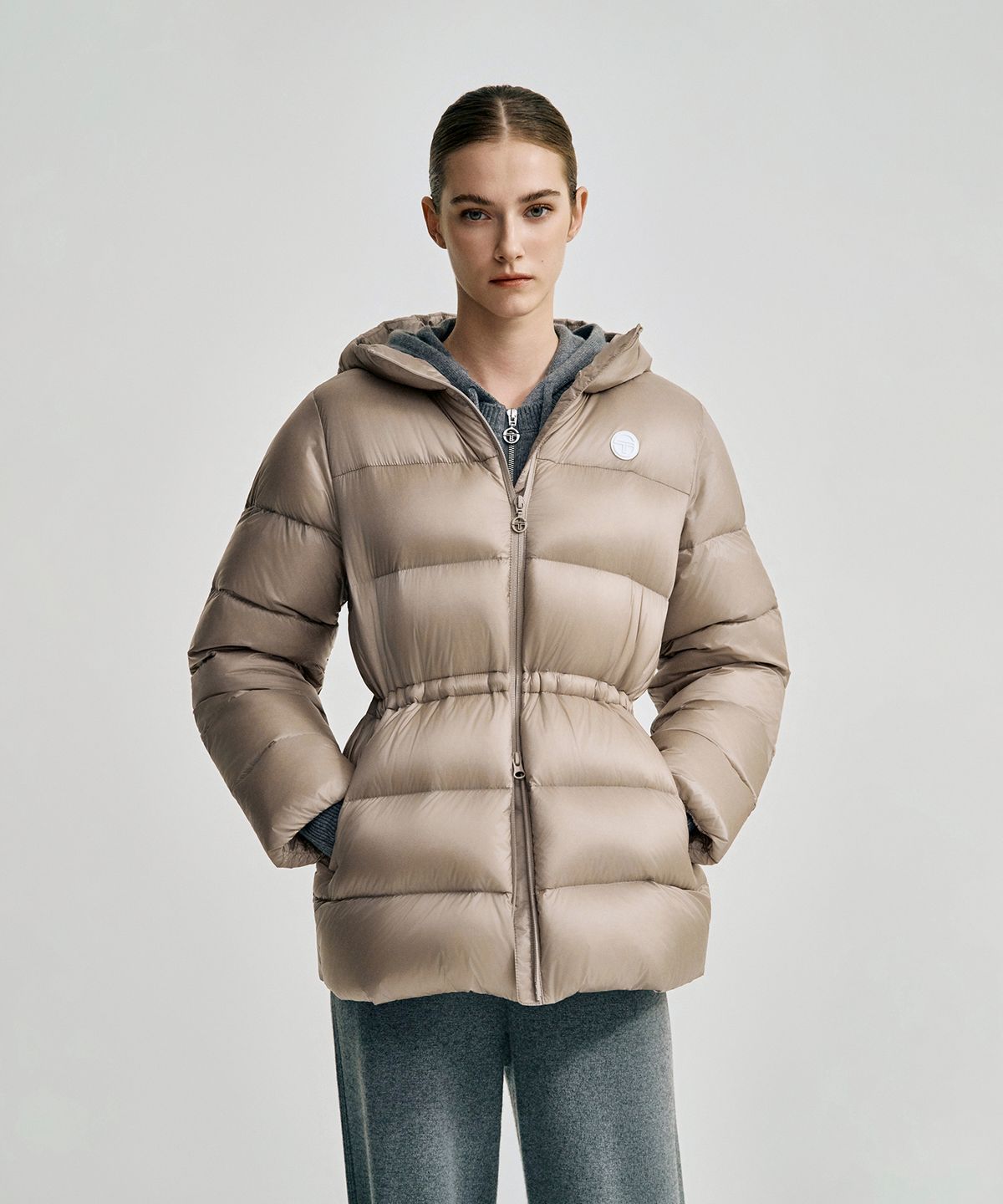 세르지오 타키니(SERGIO TACCHINI) W 데일리 중기장 다운점퍼 (Beige)