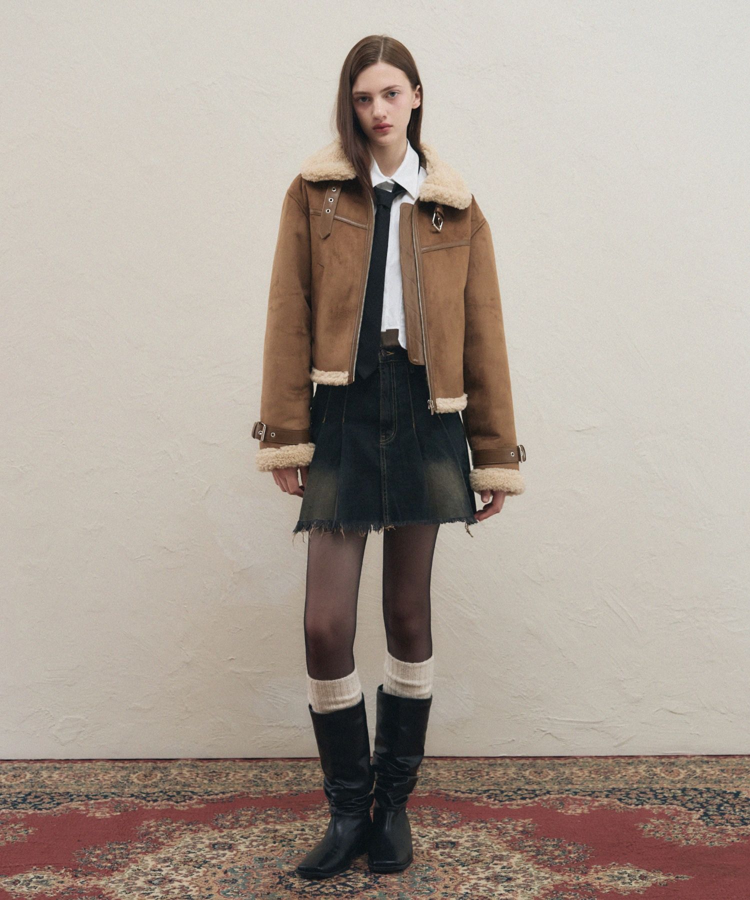 ★LEATHERY★送料込★Oblique Over-Fit Leather Mustang Jacket MUSINSA | LEATHERY Oblique overfit leather mustang jacket