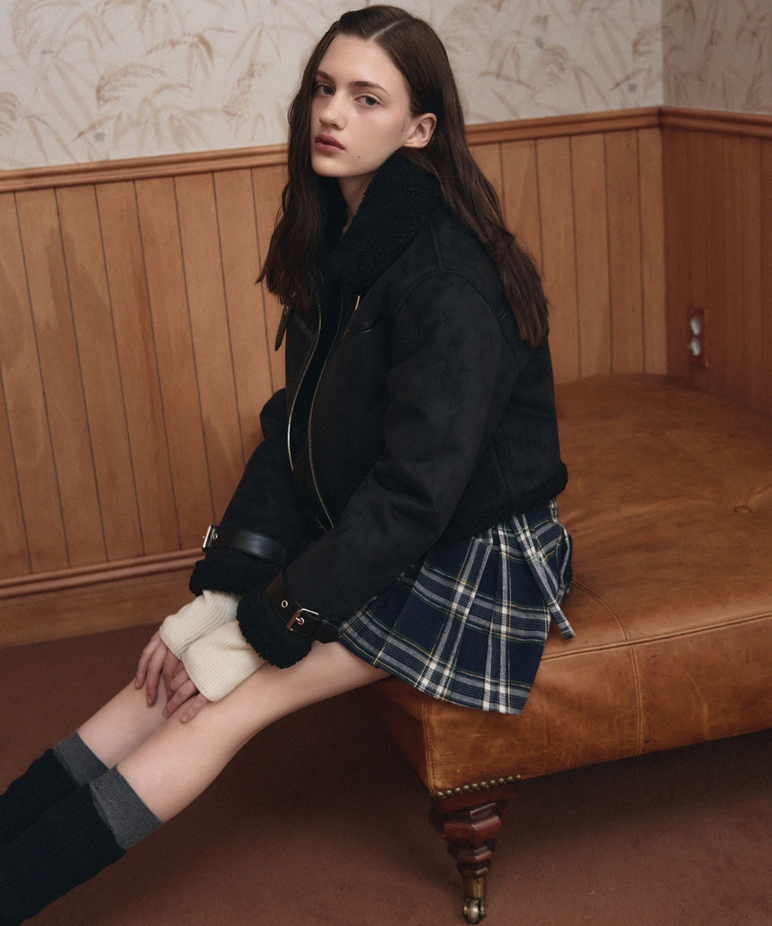 MUSINSA | LEATHERY Oblique Suede Mustang Jacket [BLACK]